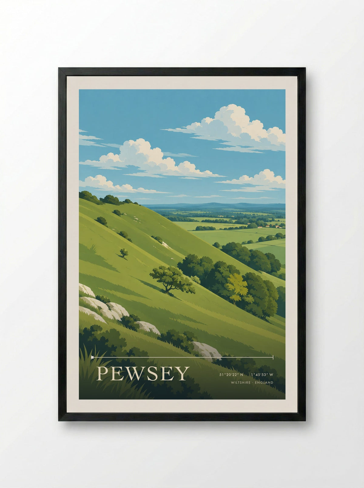 Pewsey Wiltshire | Travel Poster - Framed Print Black
