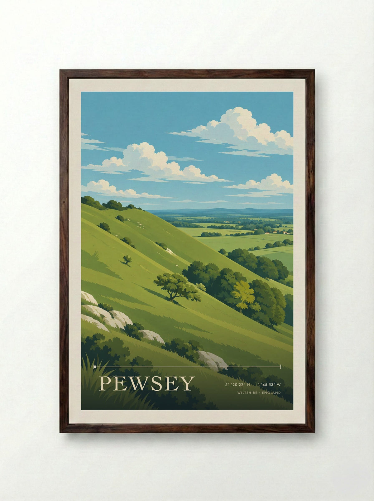 Pewsey Wiltshire | Travel Poster - Framed Print Dark Wood