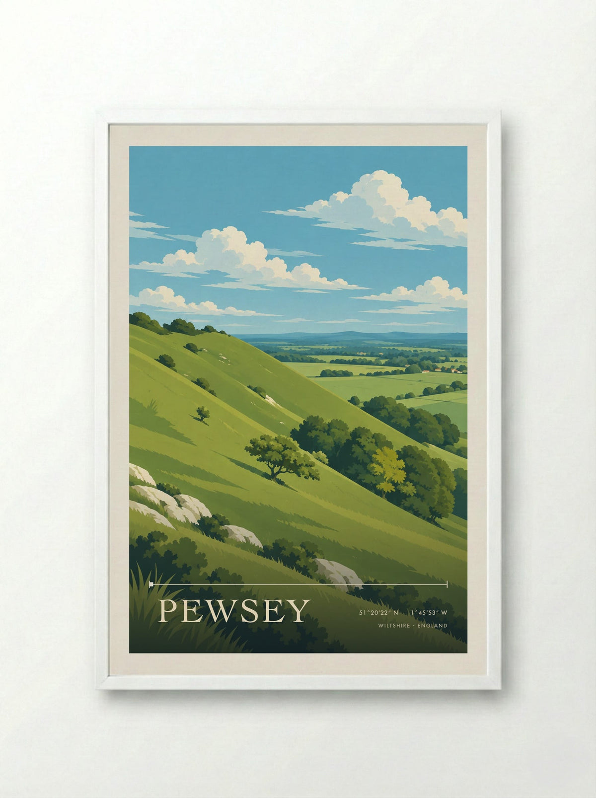 Pewsey Wiltshire | Travel Poster - Framed Print White