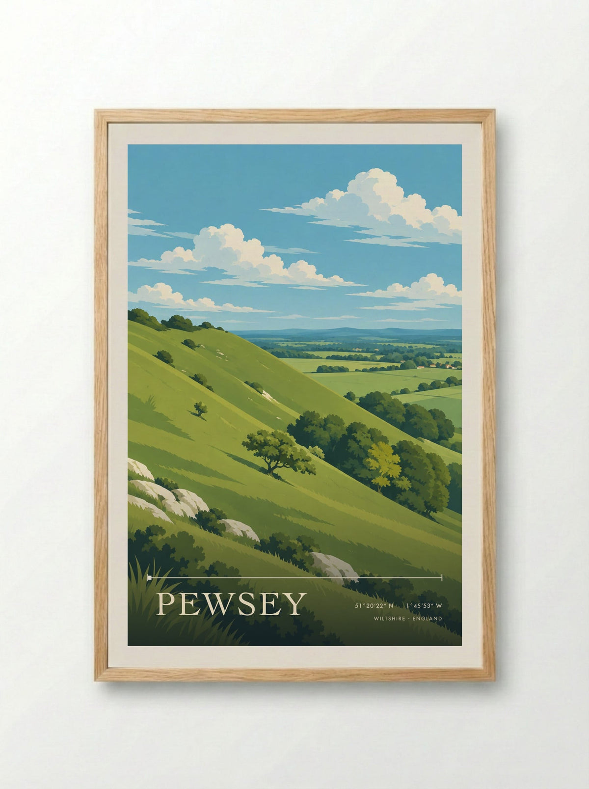 Pewsey Wiltshire | Travel Poster - Framed Print Wood