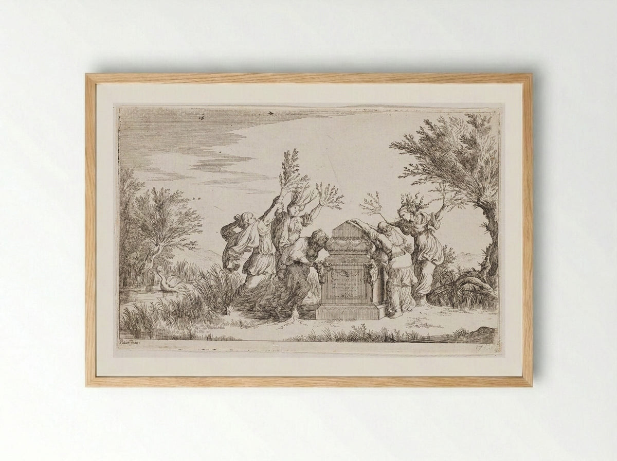 Phaethusa and Lampetie, the Sisters of Phaeton, Turn into Trees - Johann Wilhelm Baur - Framed Print Wood