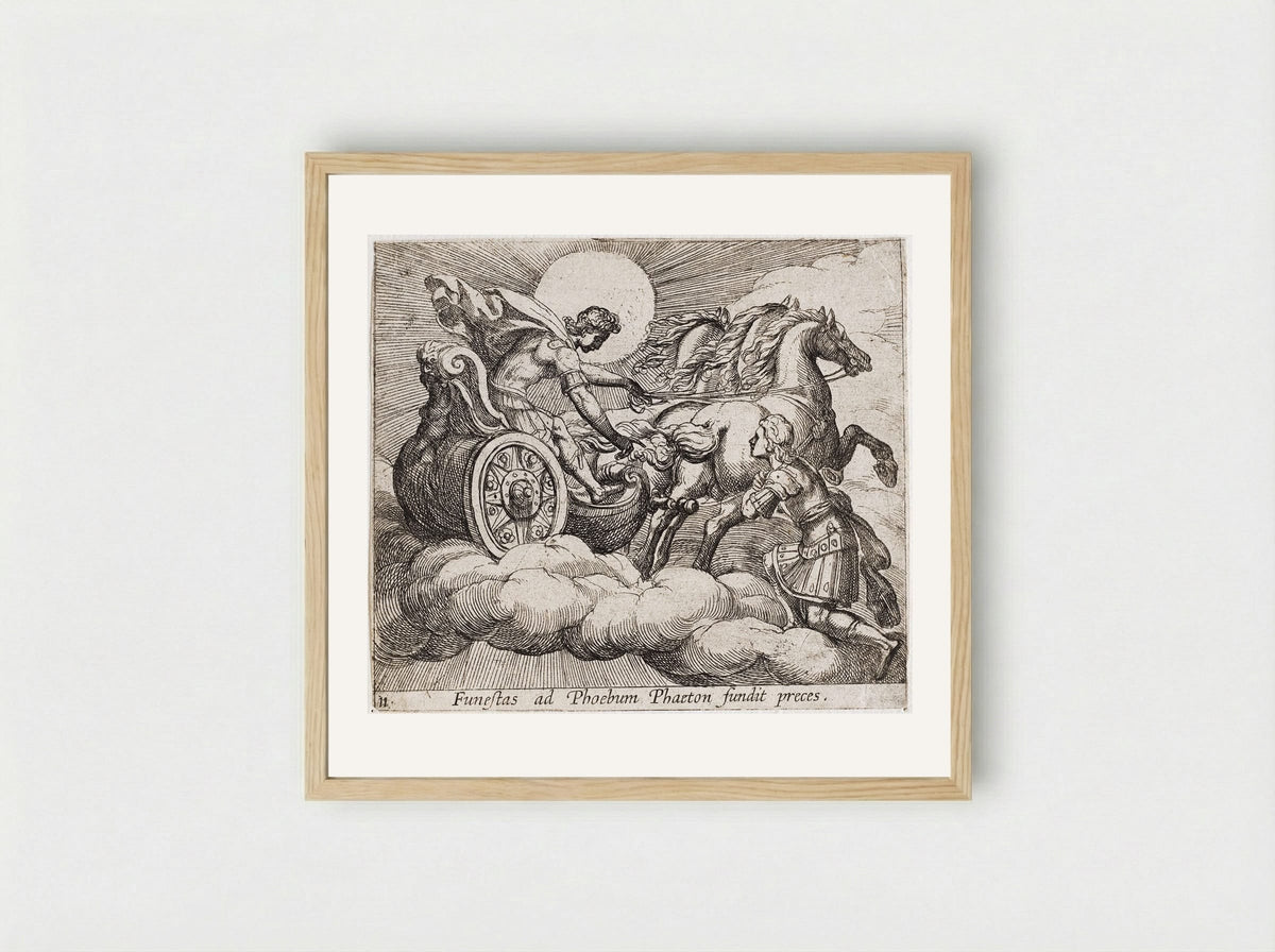 Phaeton before Apollo - Antonio Tempesta - Framed Print Wood