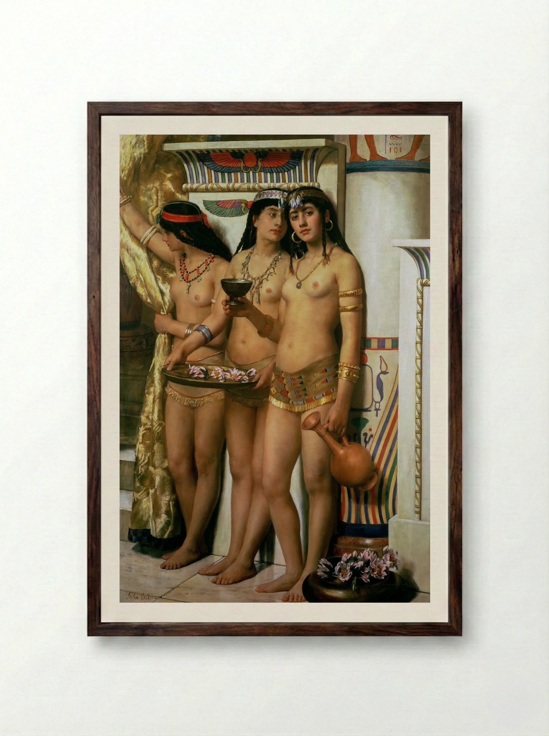 Pharaoh's Handmaidens - John Collier - Framed Print Dark Wood