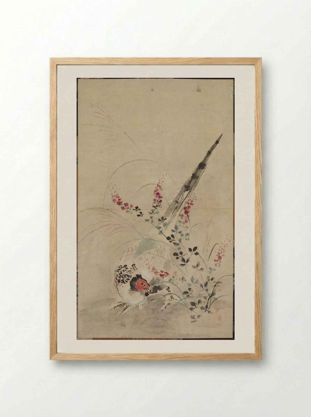 Pheasant and Grasses - Ogata Kōrin - Framed Print Wood