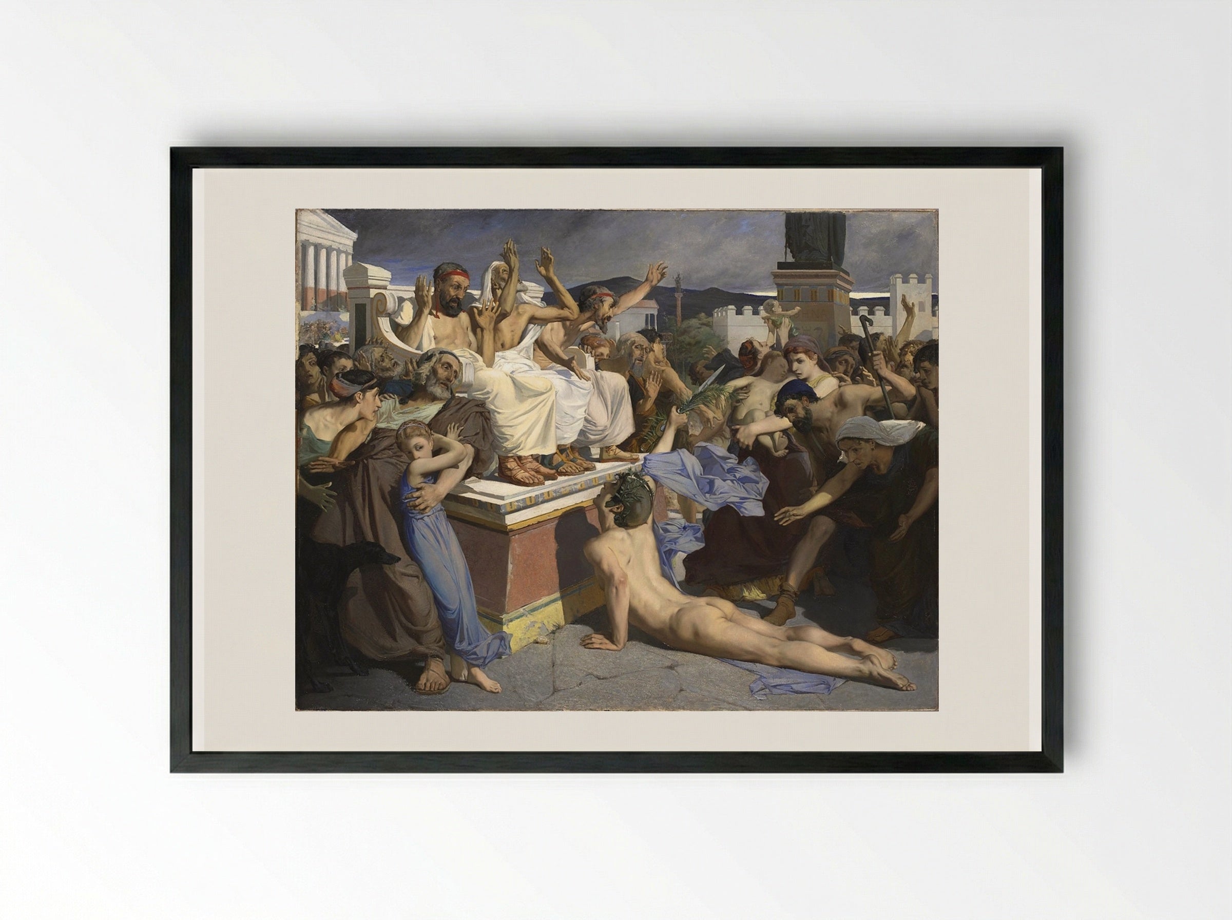 Pheidippides giving word of victory - Luc-Olivier Merson - Framed Print Black