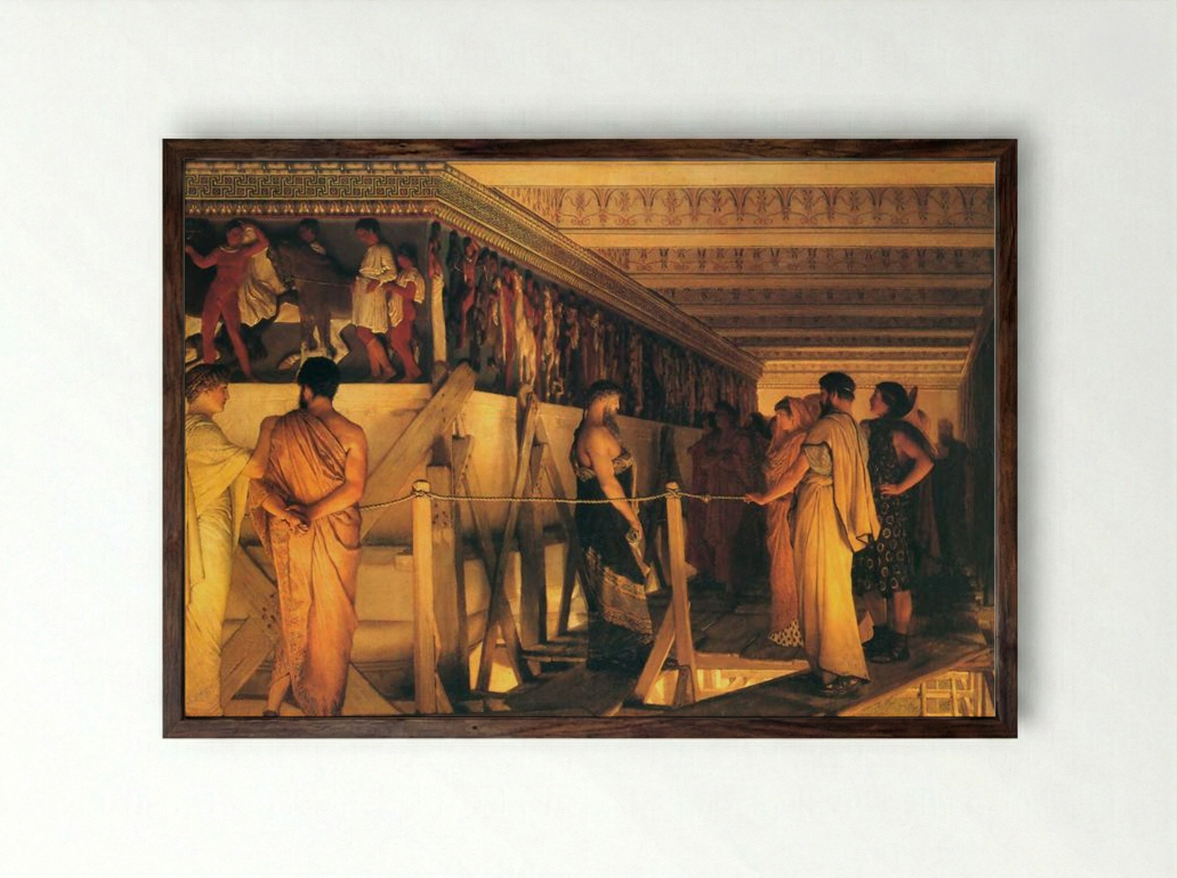 Phidias Showing the Frieze of the Parthenon to his Friends - Sir Lawrence Alma-Tadema - Framed Print Dark Wood