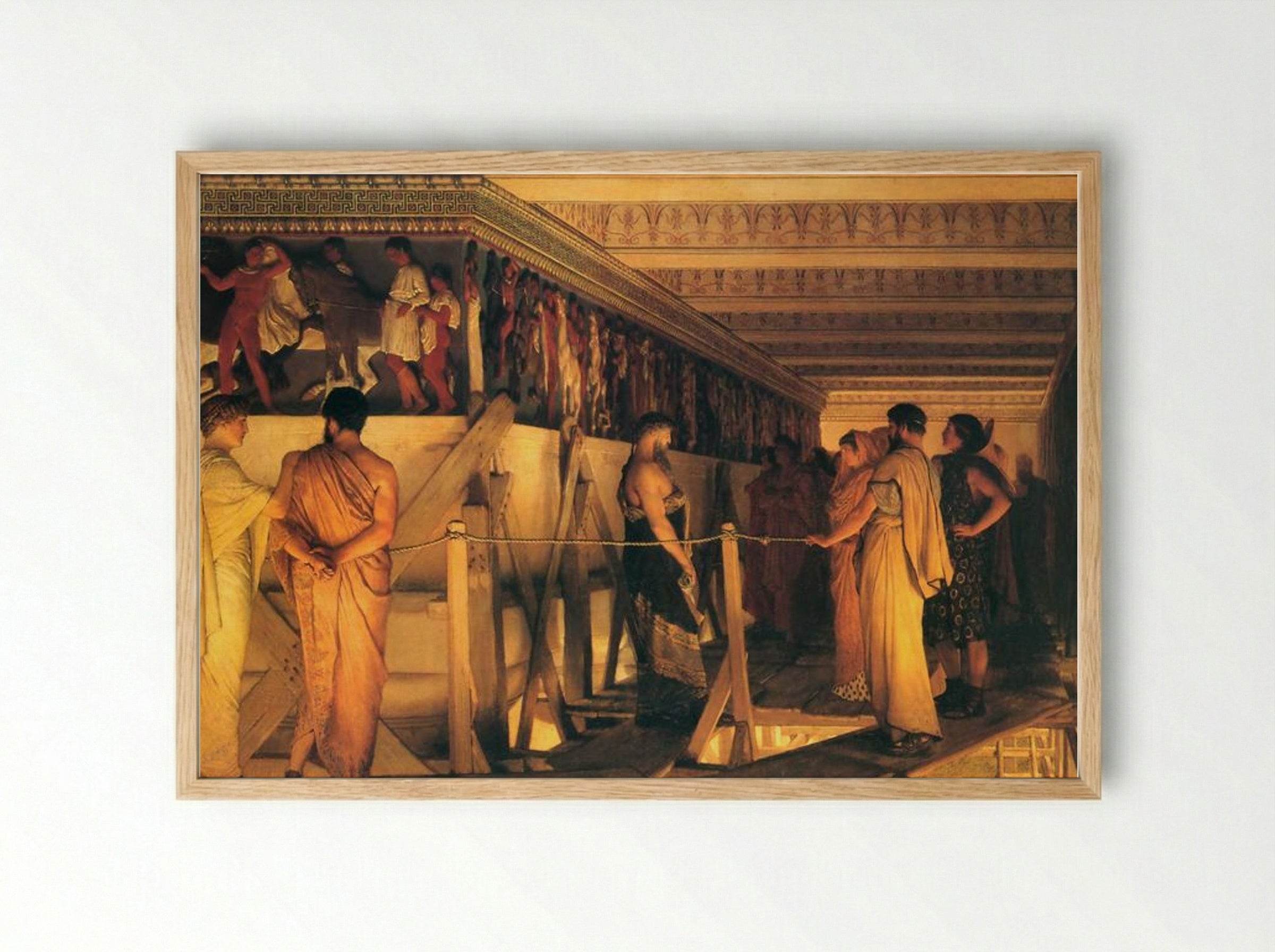 Phidias Showing the Frieze of the Parthenon to his Friends - Sir Lawrence Alma-Tadema - Framed Print Wood