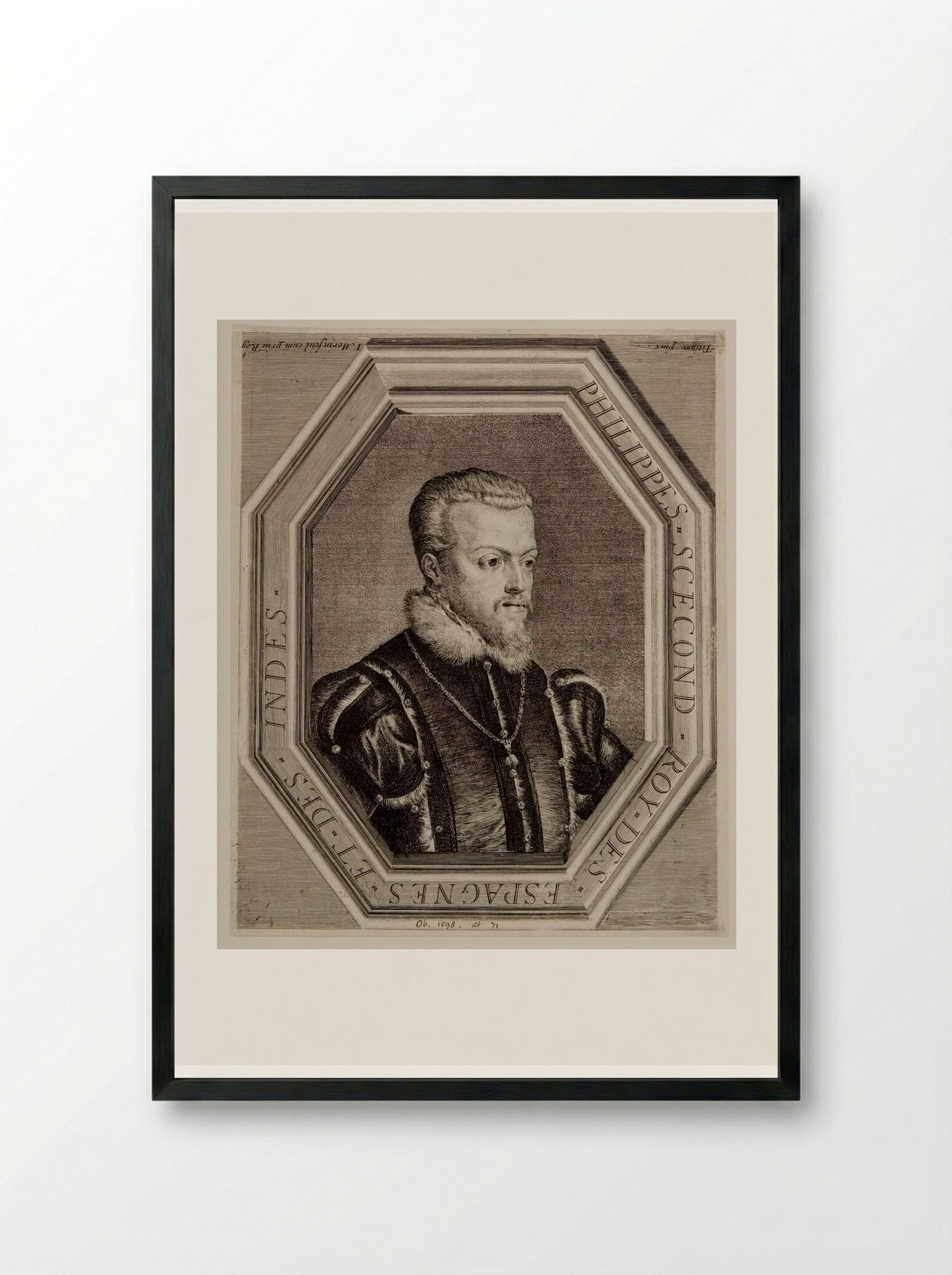 Philip II of Spain - Jean Morin - Framed Print Black