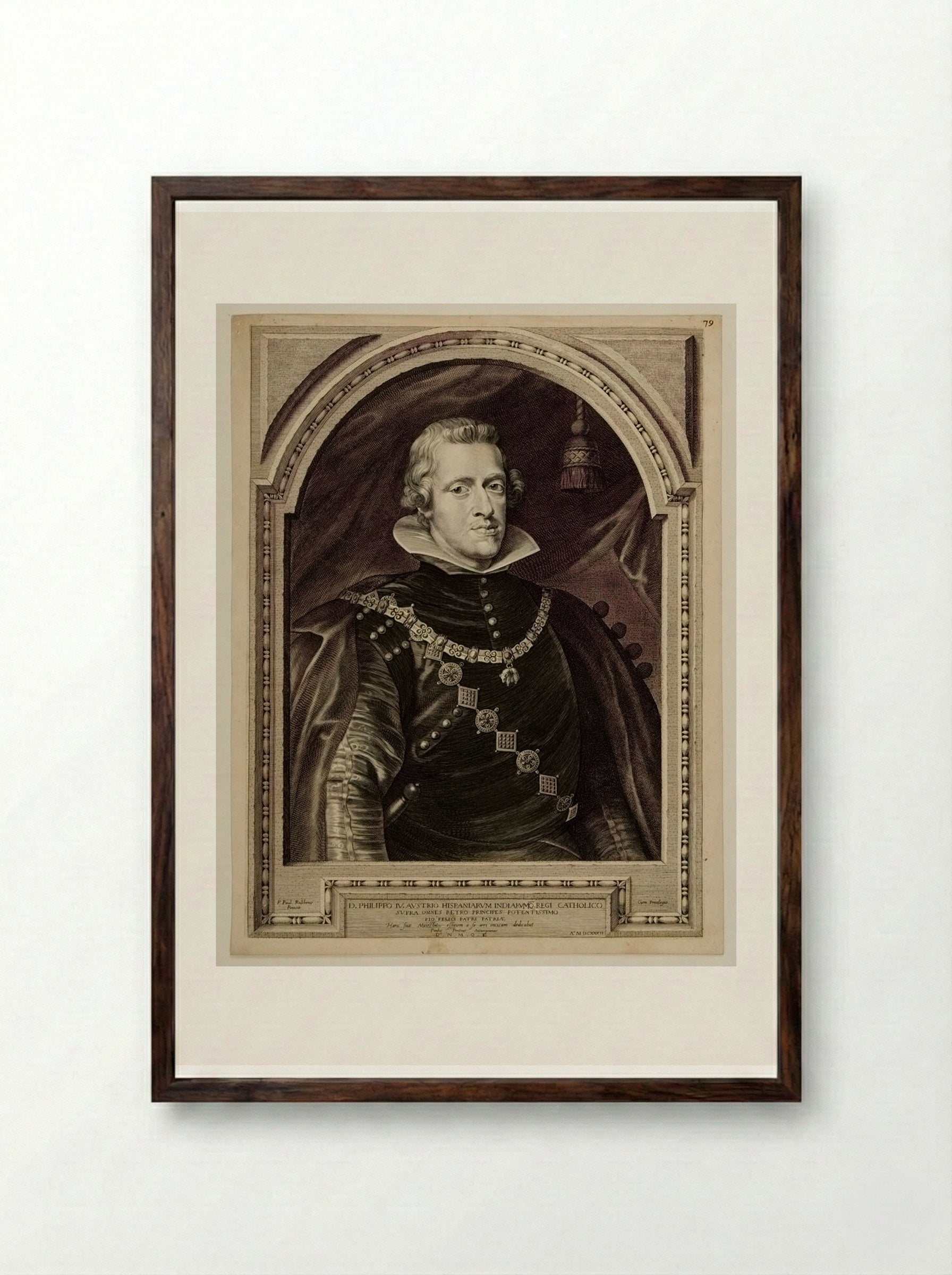 Philip IV of Spain - Paulus Pontius - Framed Print Dark Wood
