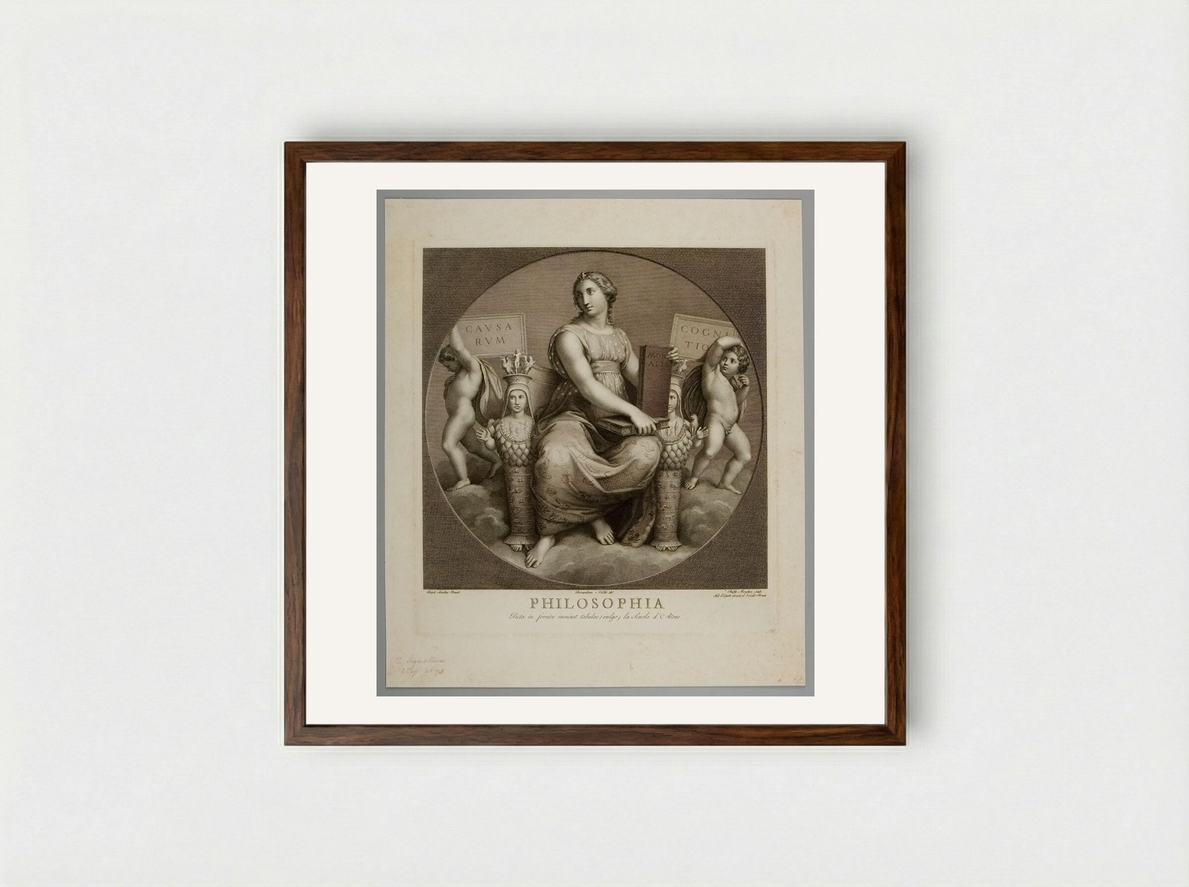 Philosophia - Raphael Morghen - Framed Print Dark Wood