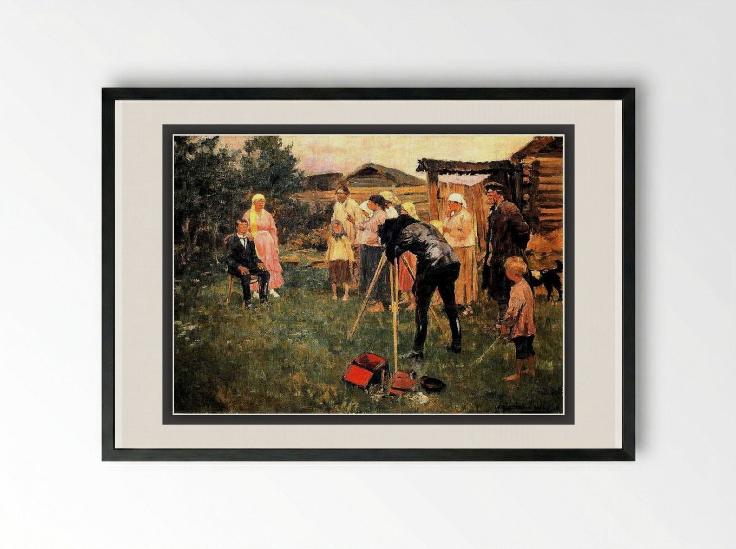 Photographer in a Village - Ivan Vladimirov - Framed Print Black