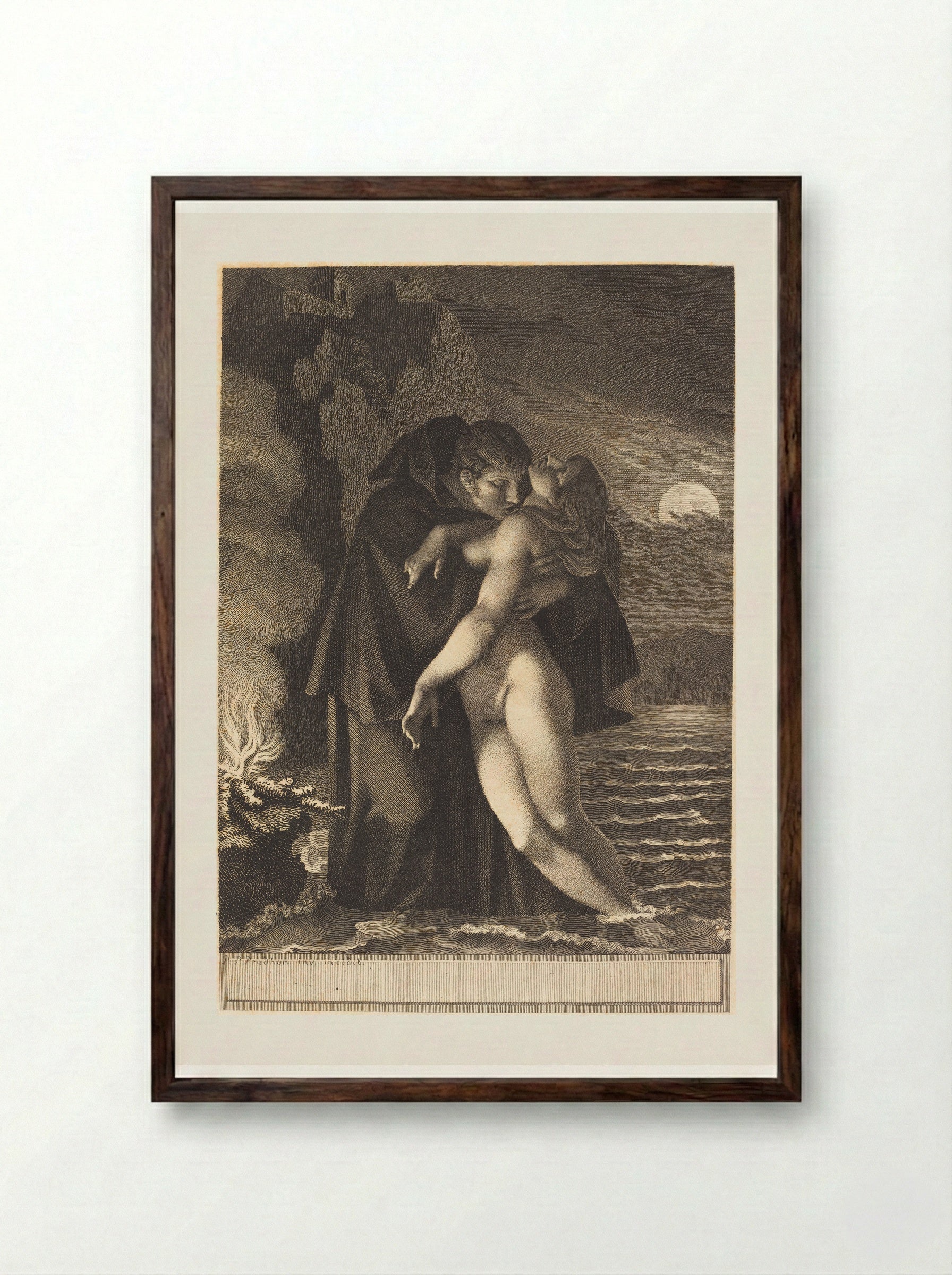 Phrosine and Mélidore - Pierre-Paul Prud'hon - Framed Print Dark Wood