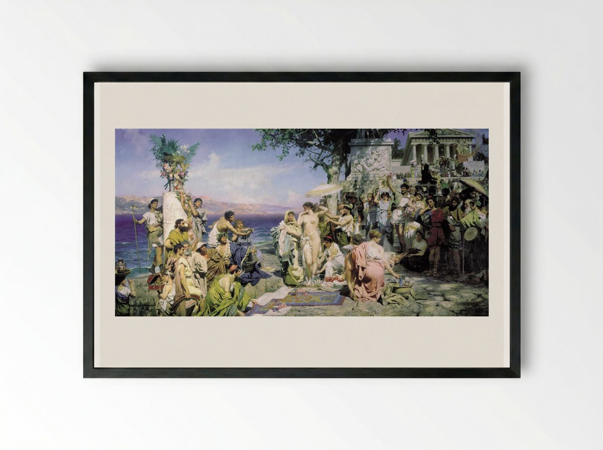 Phryne at the Poseidonia in Eleusis - Henryk Siemiradzki - Framed Print Black