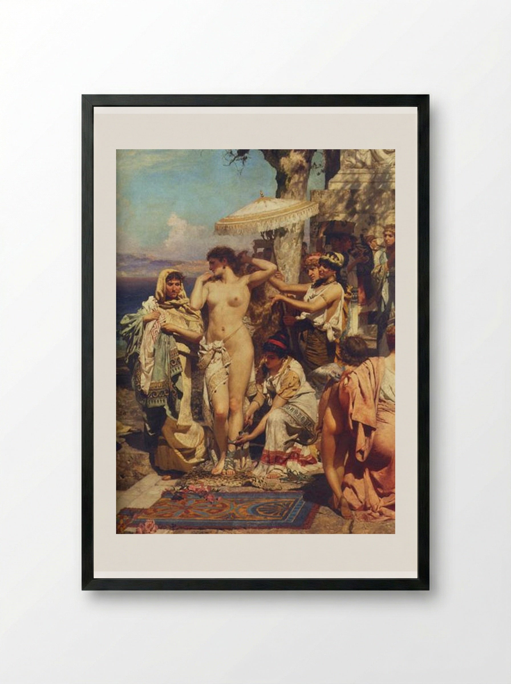 Phryne at the Poseidonia in Eleusis - Henryk Siemiradzki - Framed Print Black
