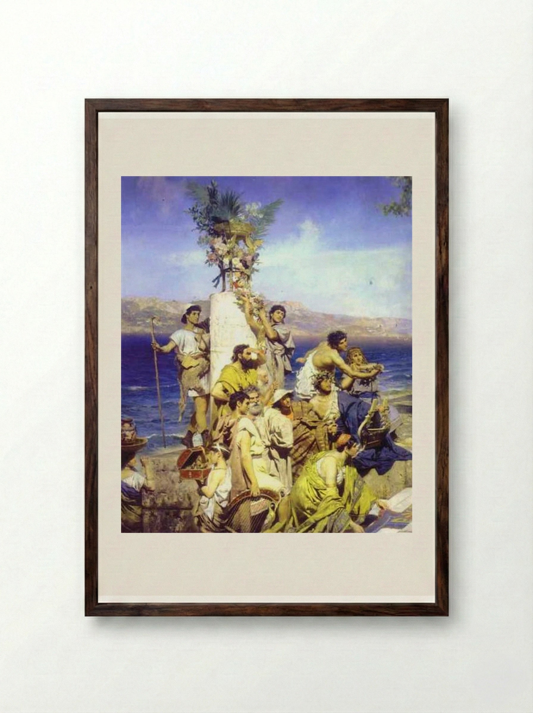 Phryne at the Poseidonia in Eleusis - Henryk Siemiradzki - Framed Print Dark Wood