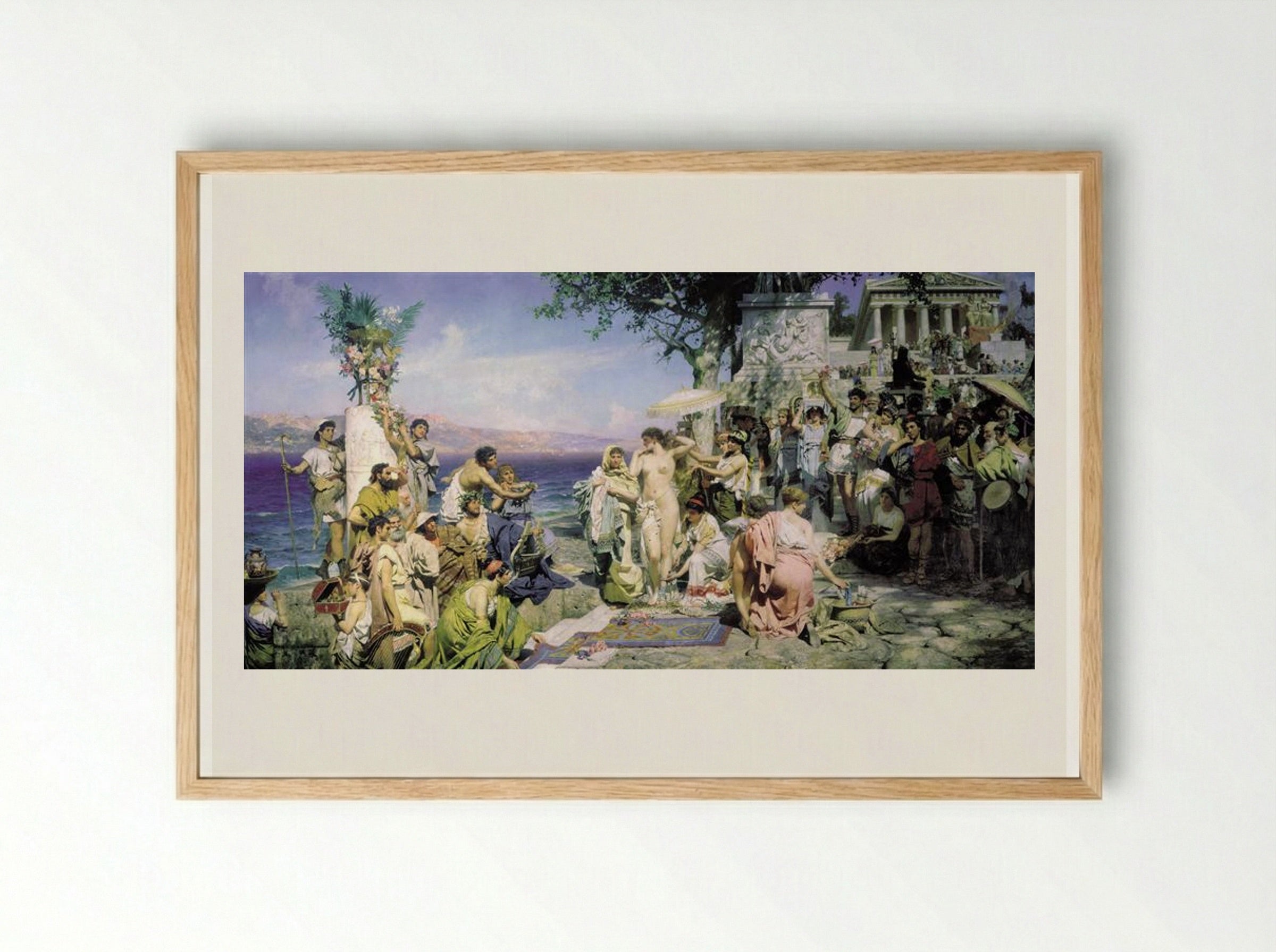 Phryne at the Poseidonia in Eleusis - Henryk Siemiradzki - Framed Print Wood
