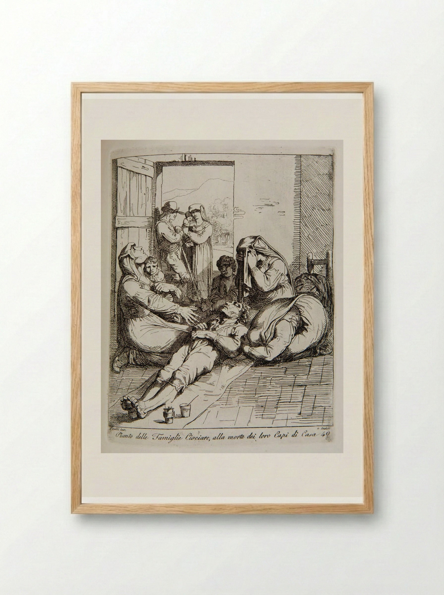 Pianto delle Famiglie Ciociare, alla morte dei loro Capi di Casa - Bartolomeo Pinelli - Framed Print Wood