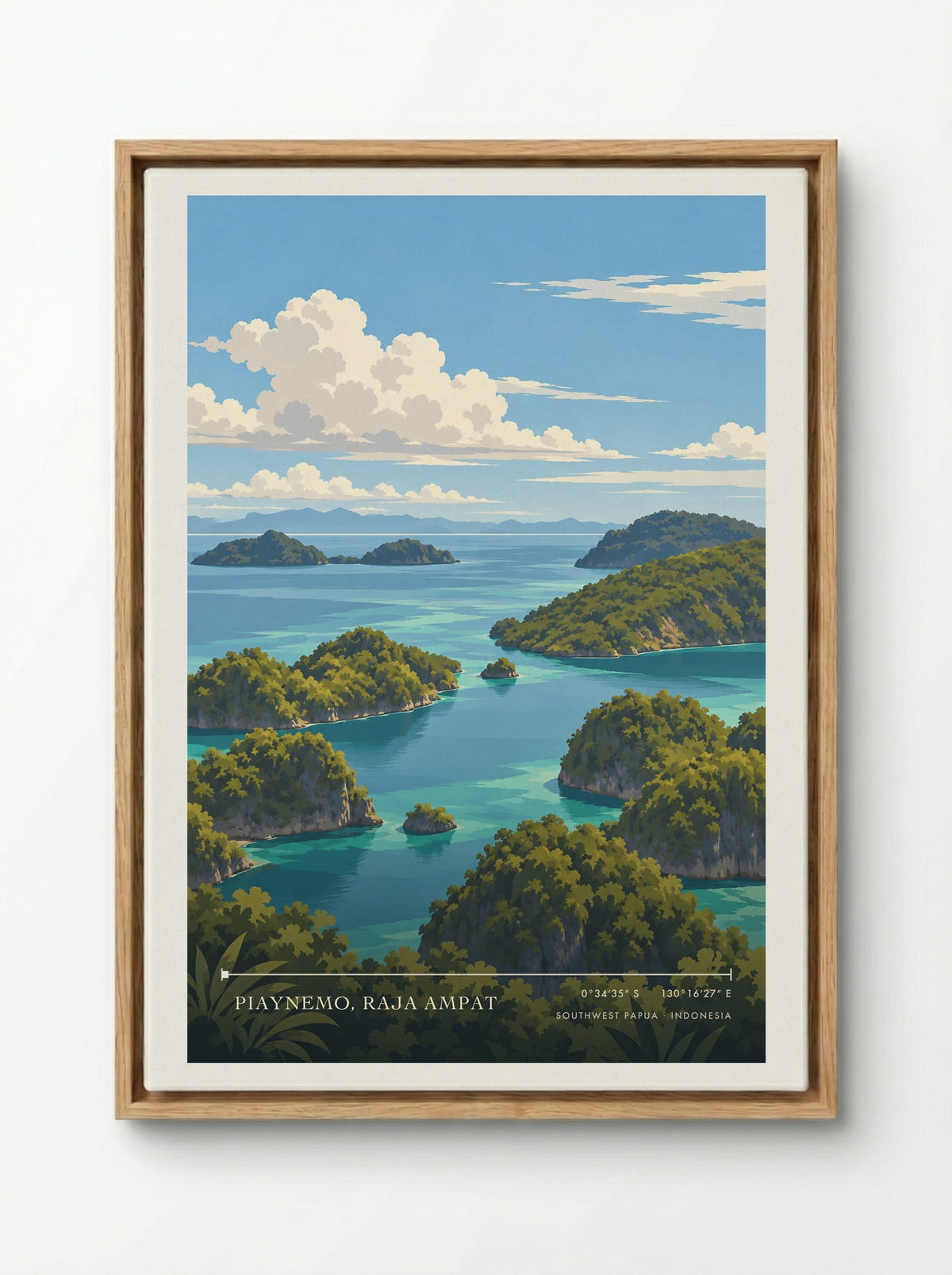Piaynemo, Raja Ampat, Southwest Papua | Travel Poster - Framed Canvas Wood