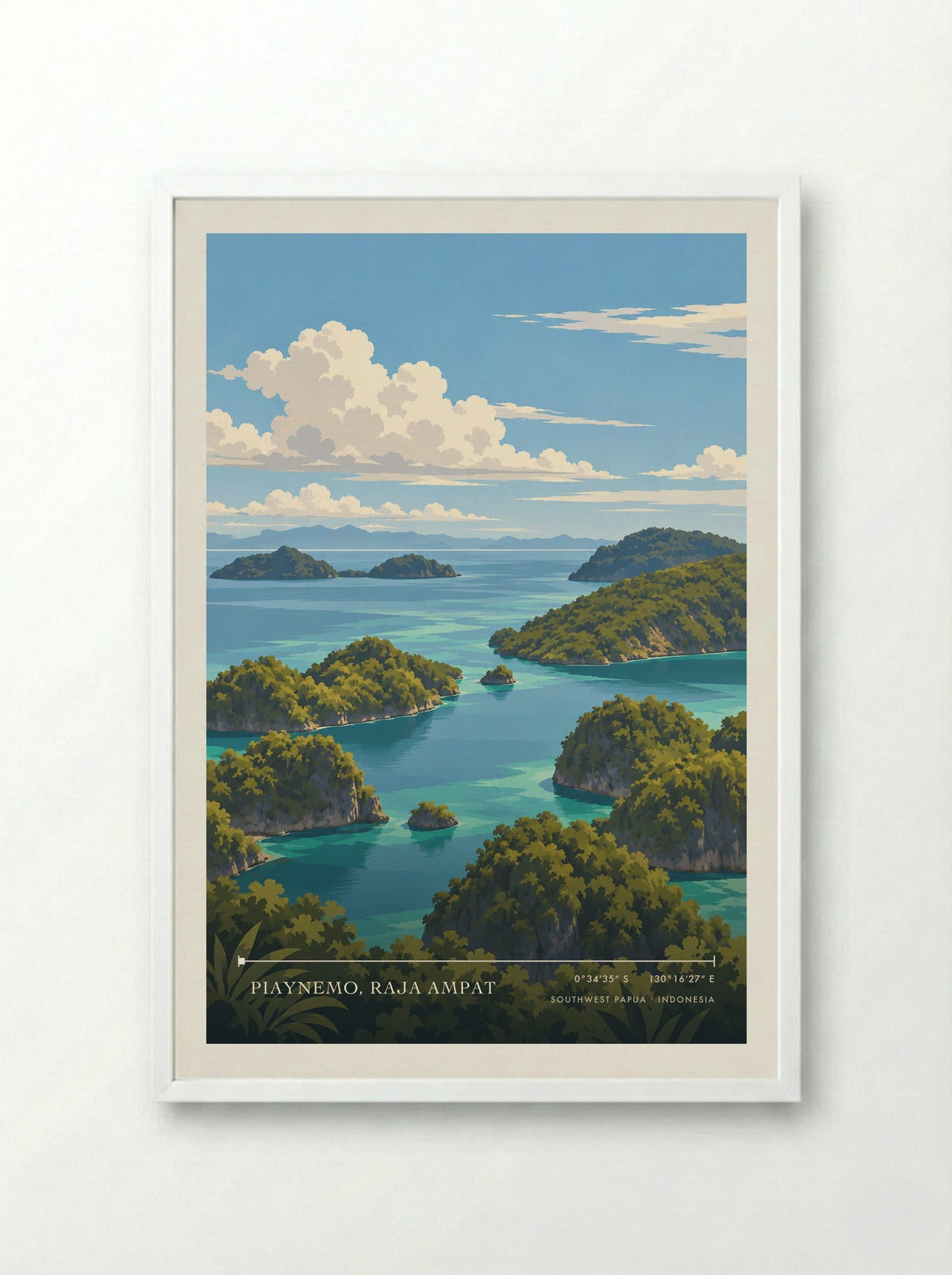 Piaynemo, Raja Ampat, Southwest Papua | Travel Poster - Framed Print White