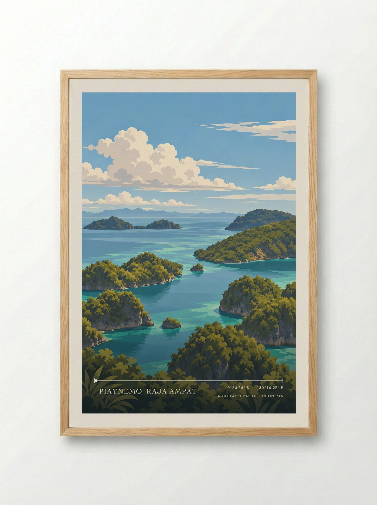 Piaynemo, Raja Ampat, Southwest Papua | Travel Poster - Framed Print Wood