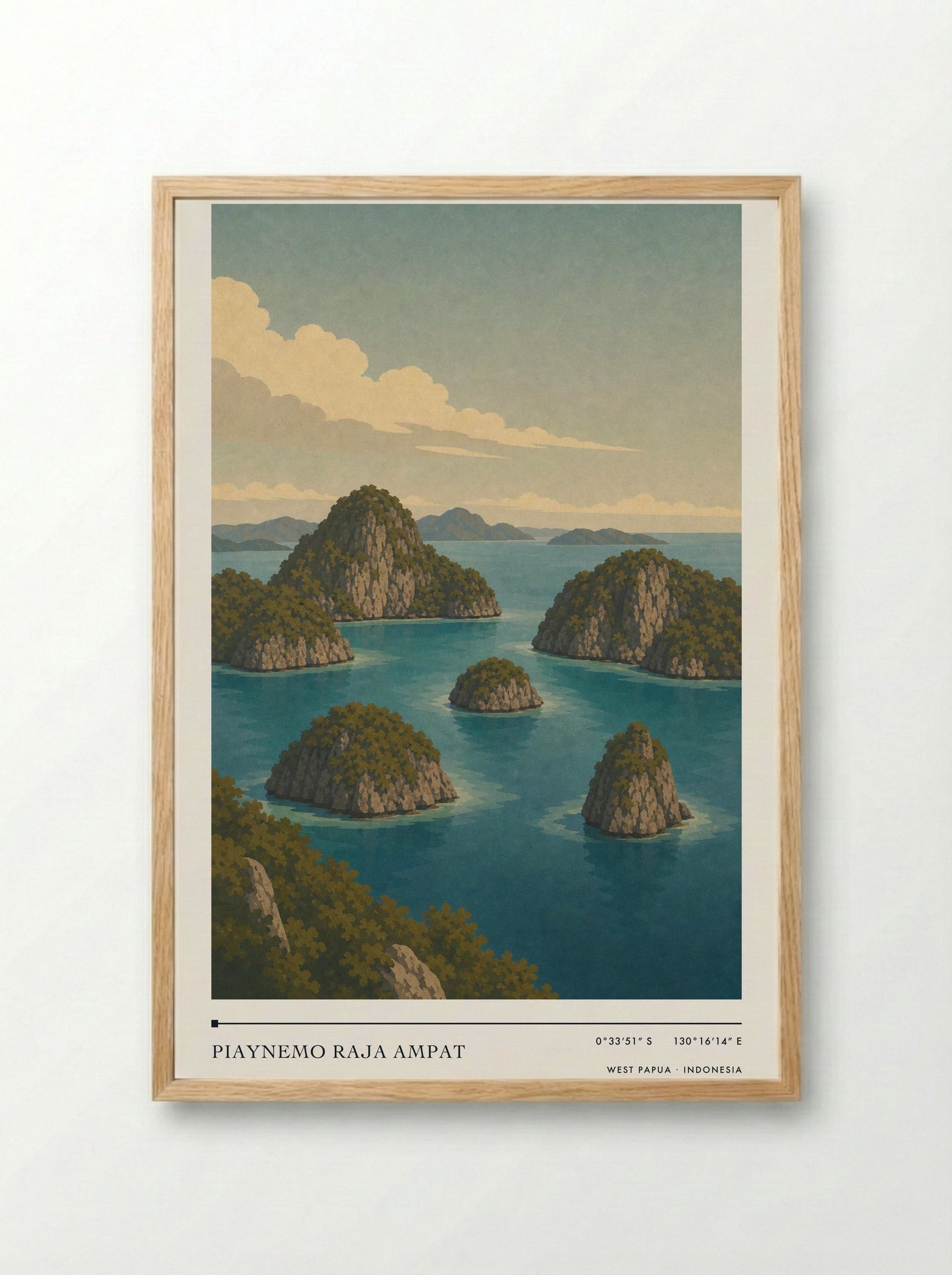 Piaynemo Raja Ampat Travel Poster Artwork - Framed Print Wood