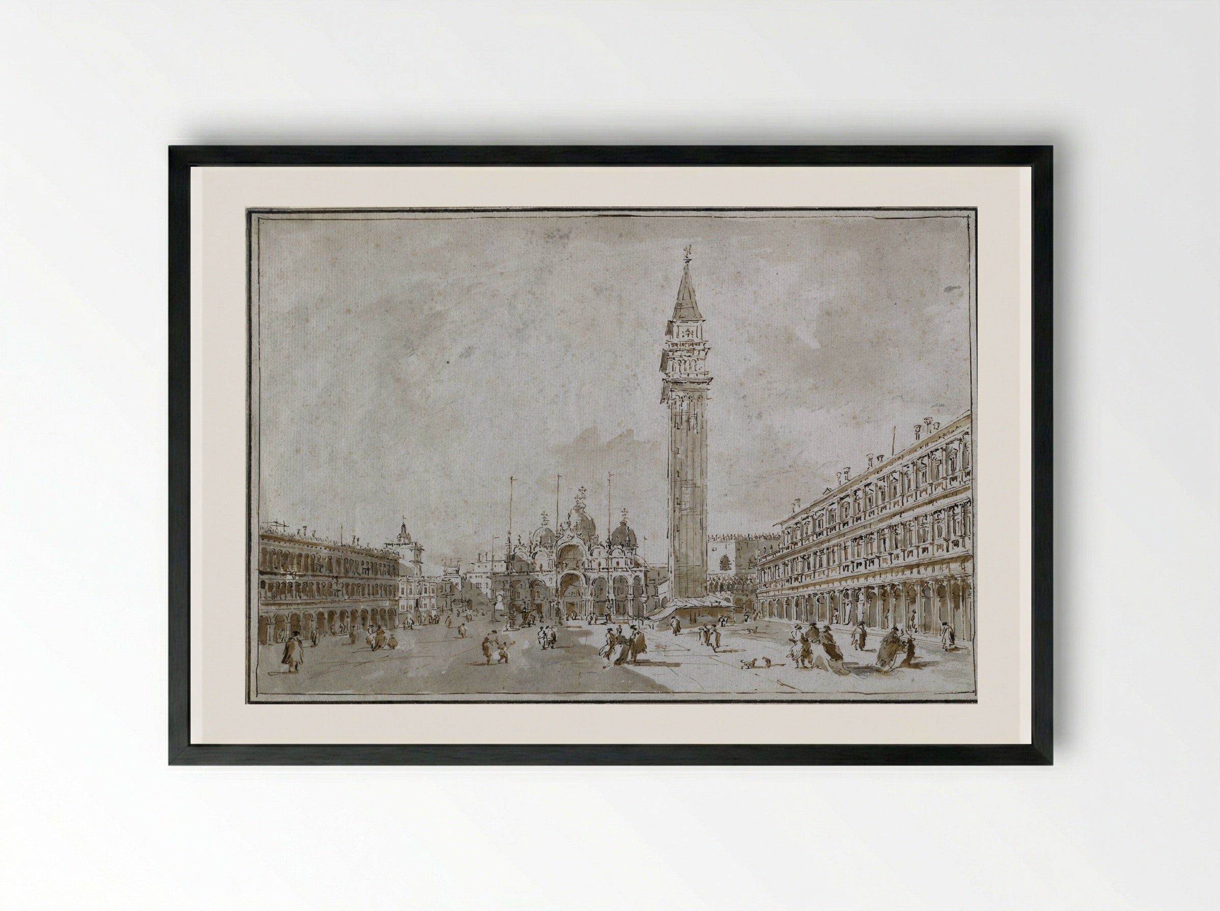Piazza San Marco, Venice - Francesco Guardi - Framed Print Black