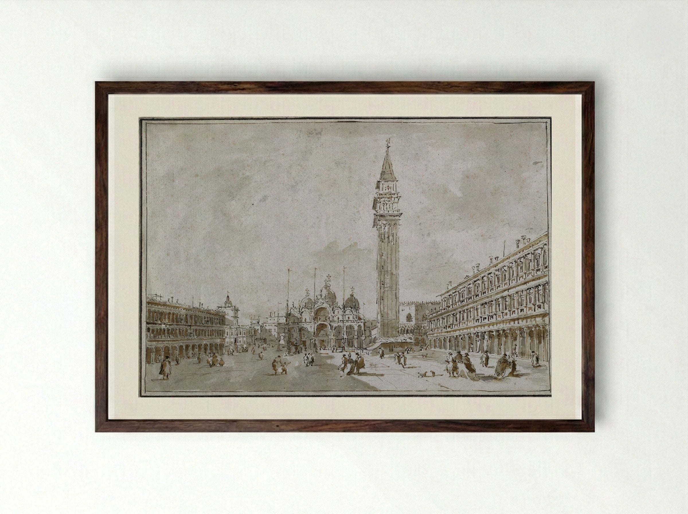 Piazza San Marco, Venice - Francesco Guardi - Framed Print Dark Wood