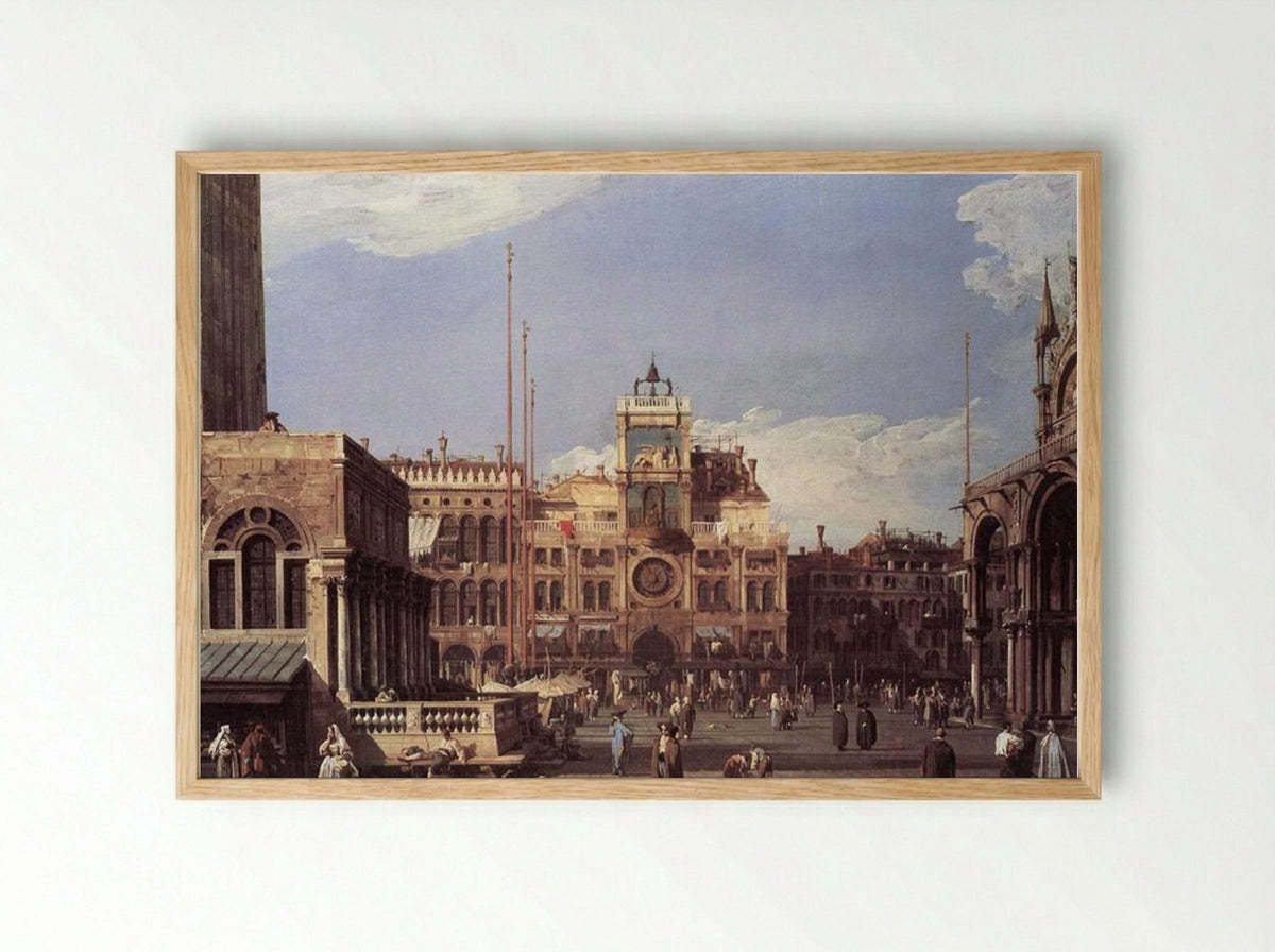 Piazza San Marco, the Clocktower - Canaletto - Framed Print Wood