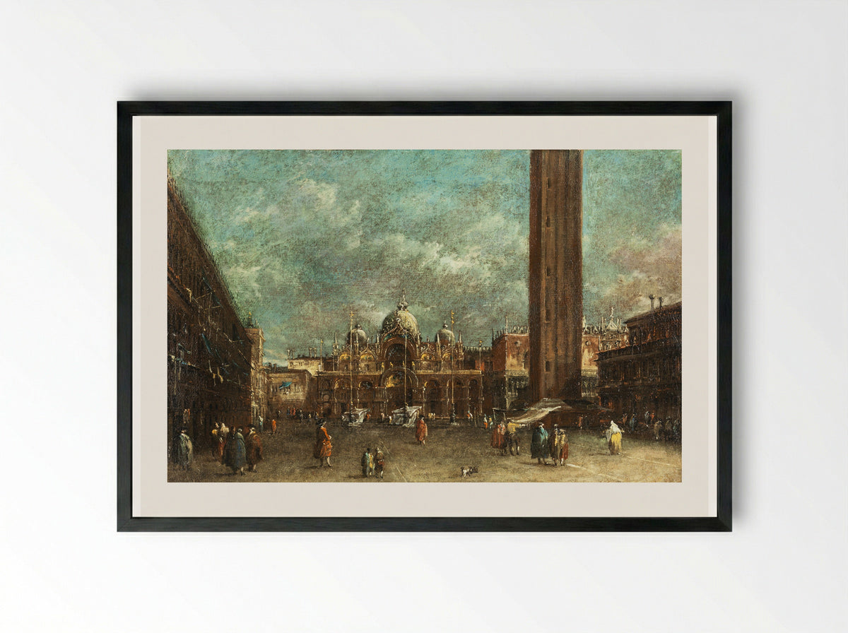 Piazza San Marco - Francesco Guardi - Framed Print Black