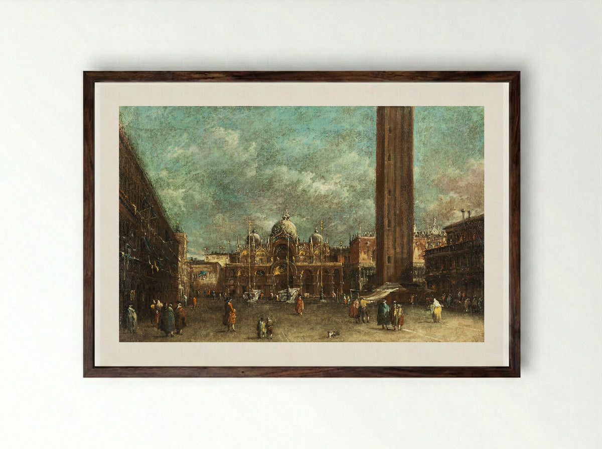 Piazza San Marco - Francesco Guardi - Framed Print Dark Wood