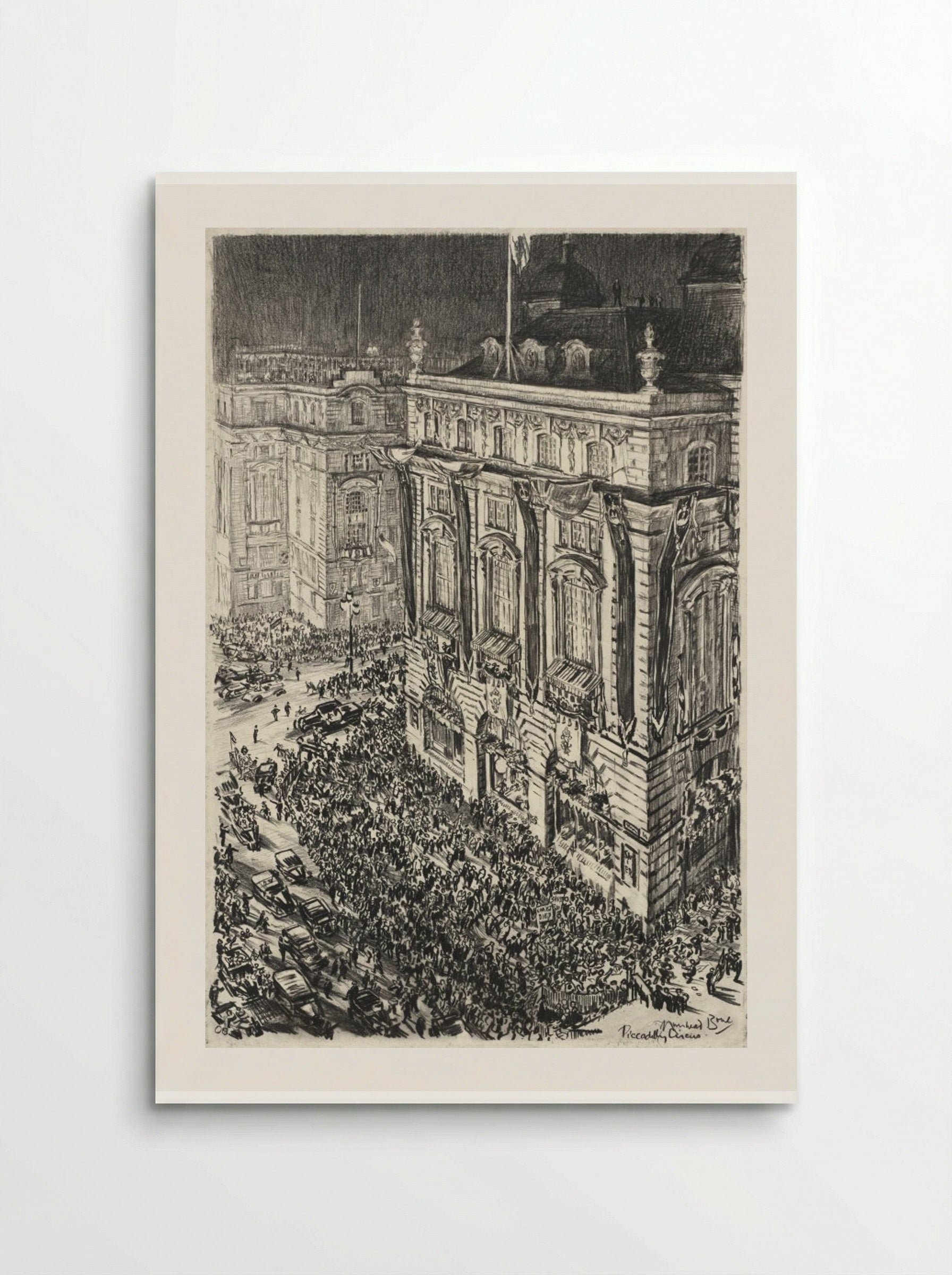 Piccadilly Circus, Eve of the Coronation of George VI - Muirhead Bone - Poster