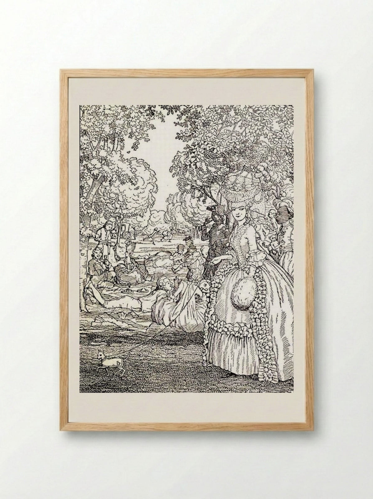 Picnic (Illustration to the Book of the Marquise) - Konstantin Somov - Framed Print Wood