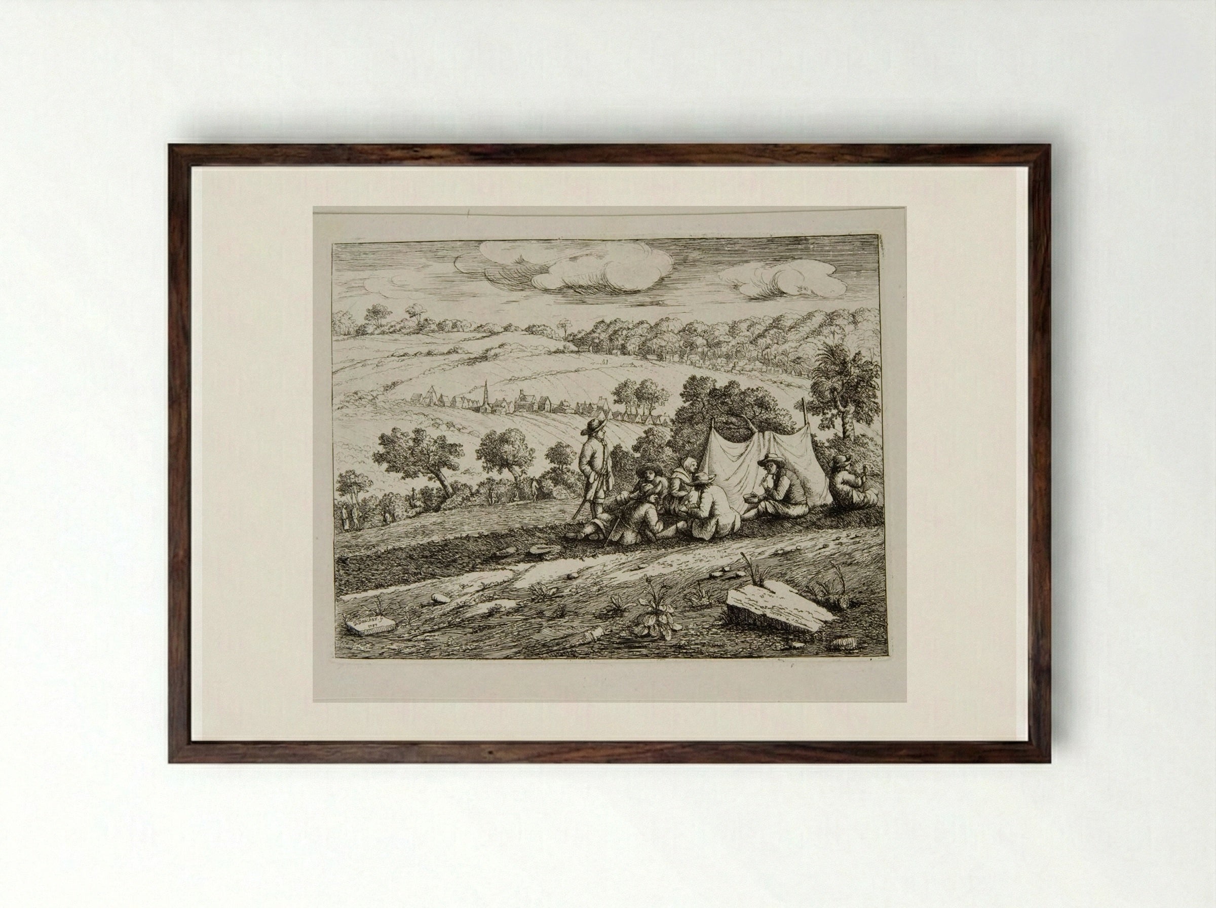 Picnic - David Deuchar - Framed Print Dark Wood