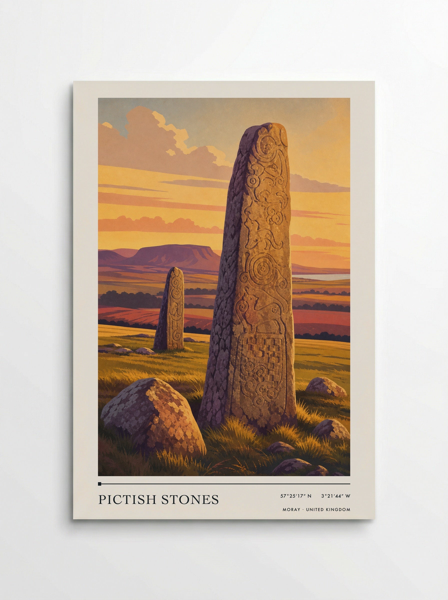 Pictish Stones Moray United Kingdom Travel Poster - Poster