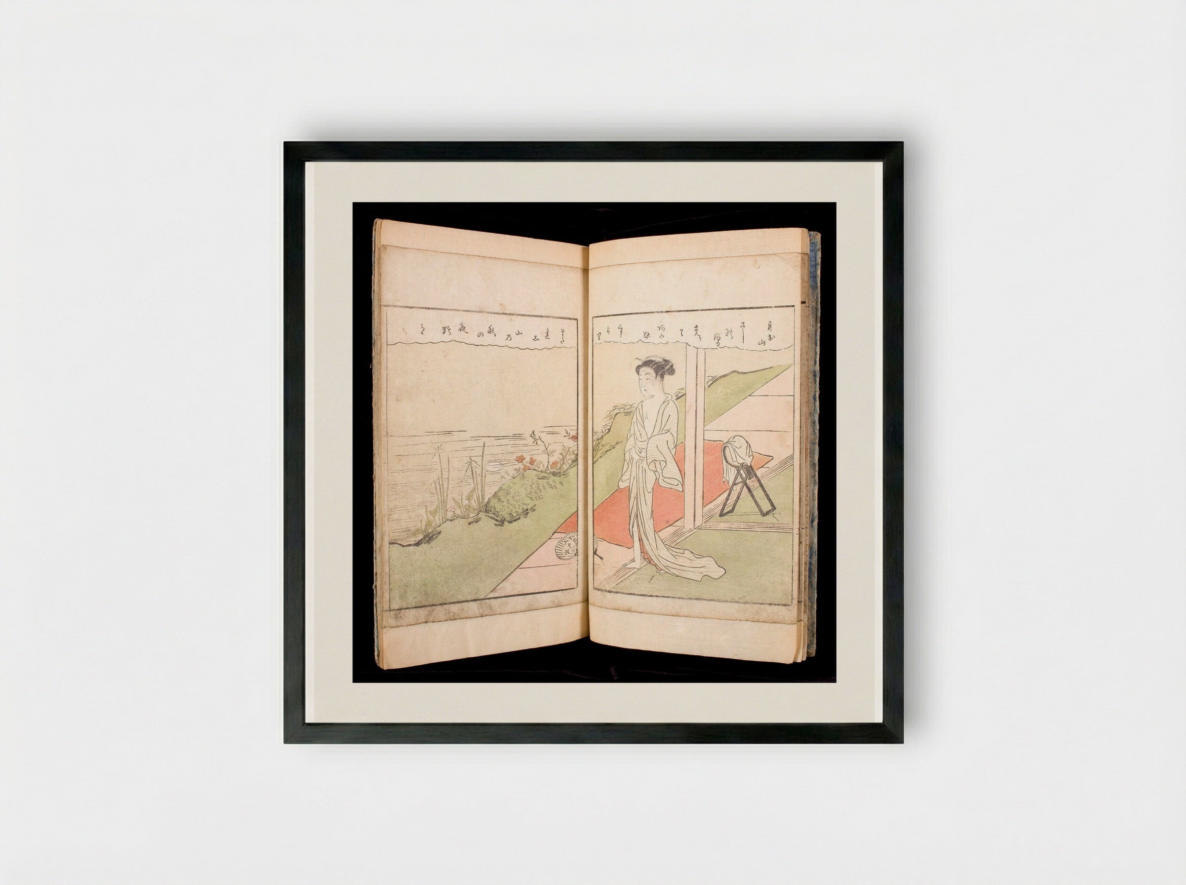 Picture Book, The Brocade of Spring - Suzuki Harunobu - Framed Print Black