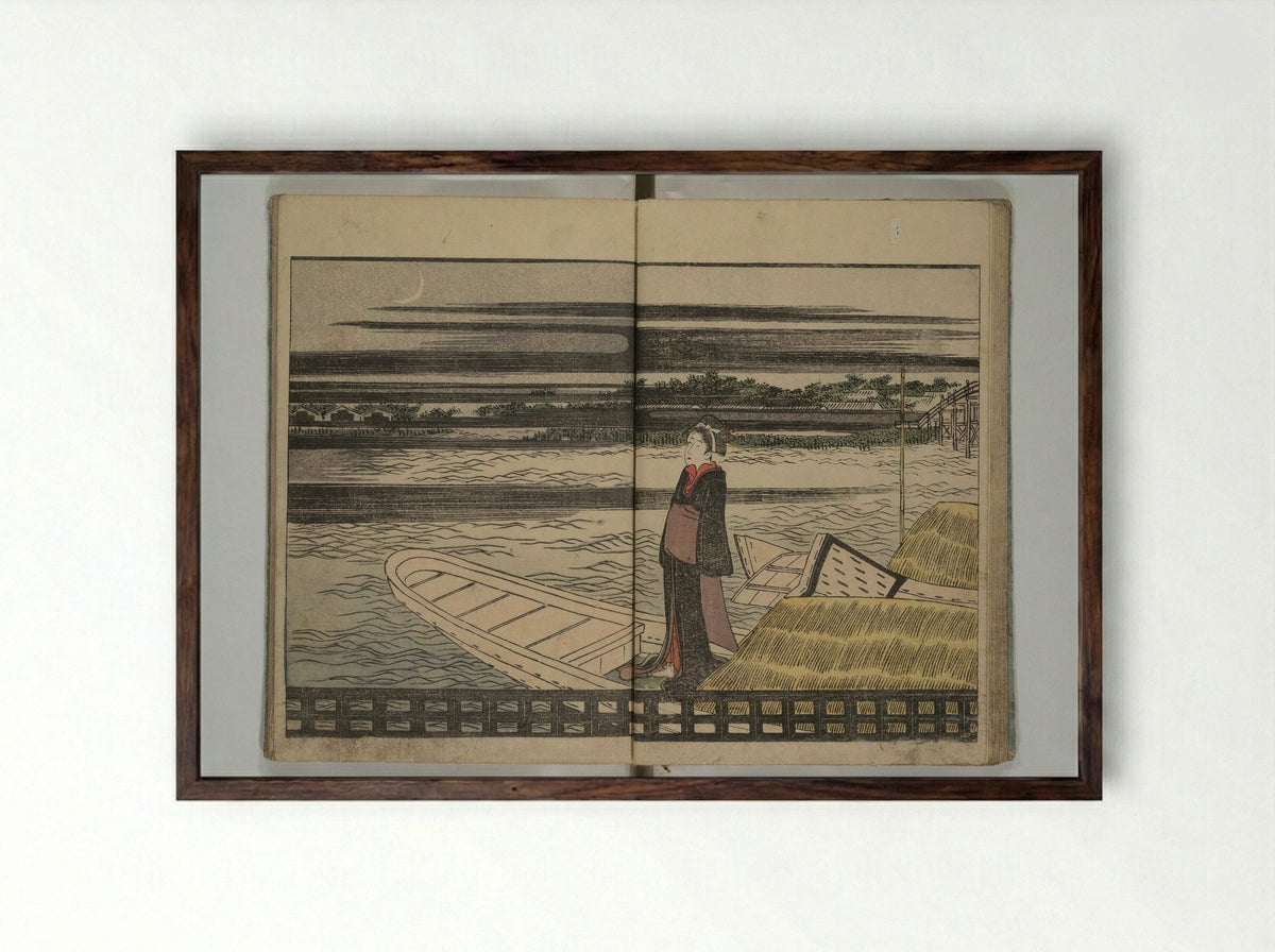 Picture Book of Modern Figures of Fashion - Utagawa Toyokuni I - Framed Print Dark Wood