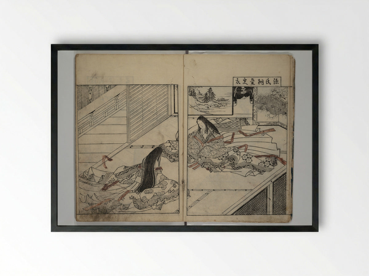 Picture Book of the Evergreens - Nishikawa Sukenobu - Framed Print Black