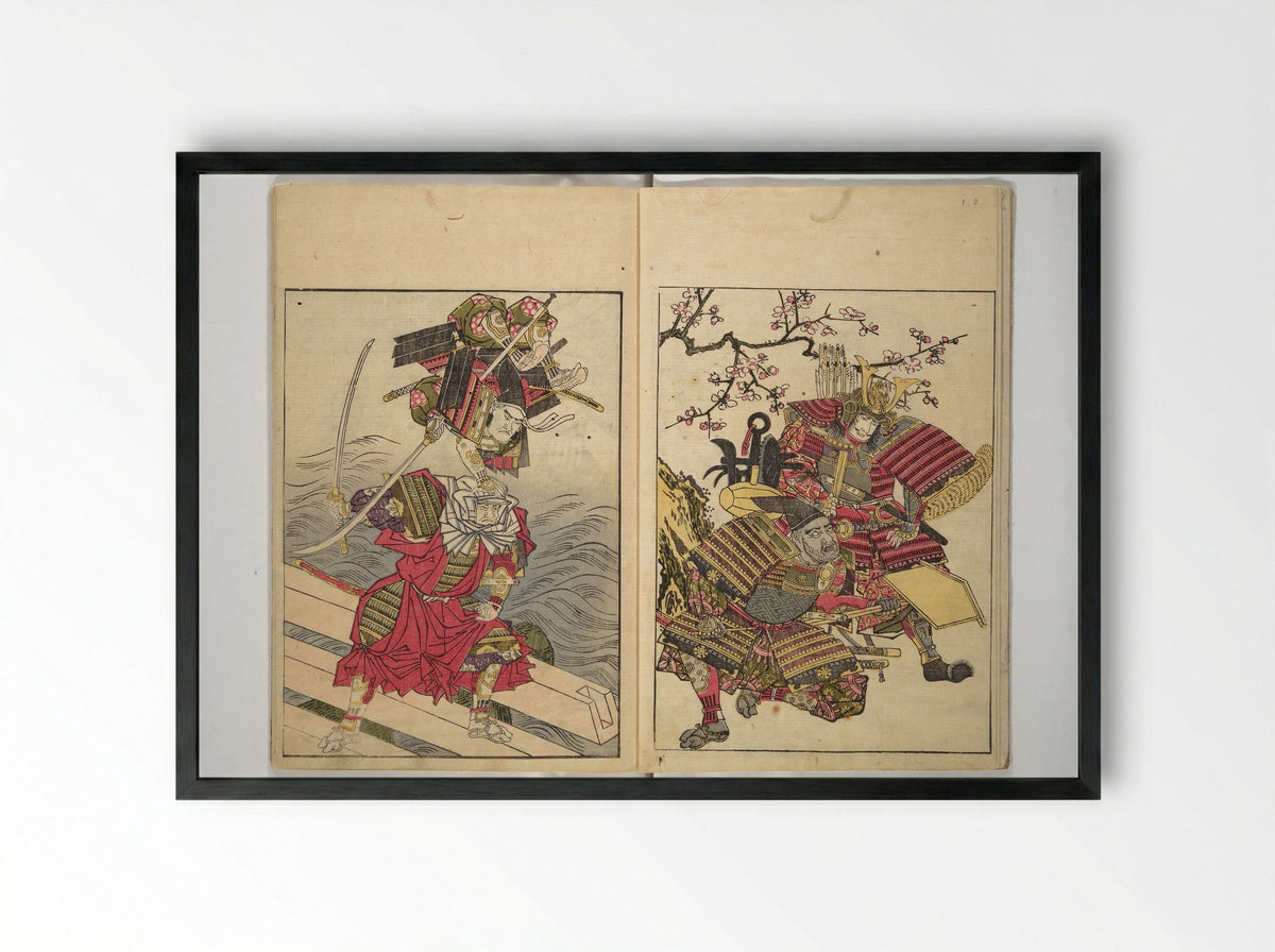 Picture Book of the Warriors' Sandals - Kitao Shigemasa - Framed Print Black