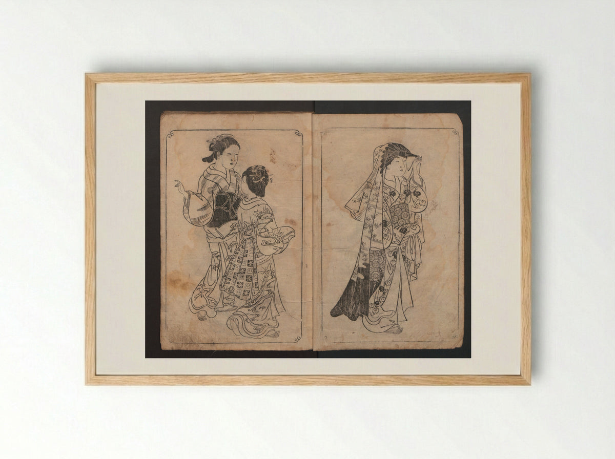 Picture Book: Mount Asaka - Nishikawa Sukenobu - Framed Print Wood