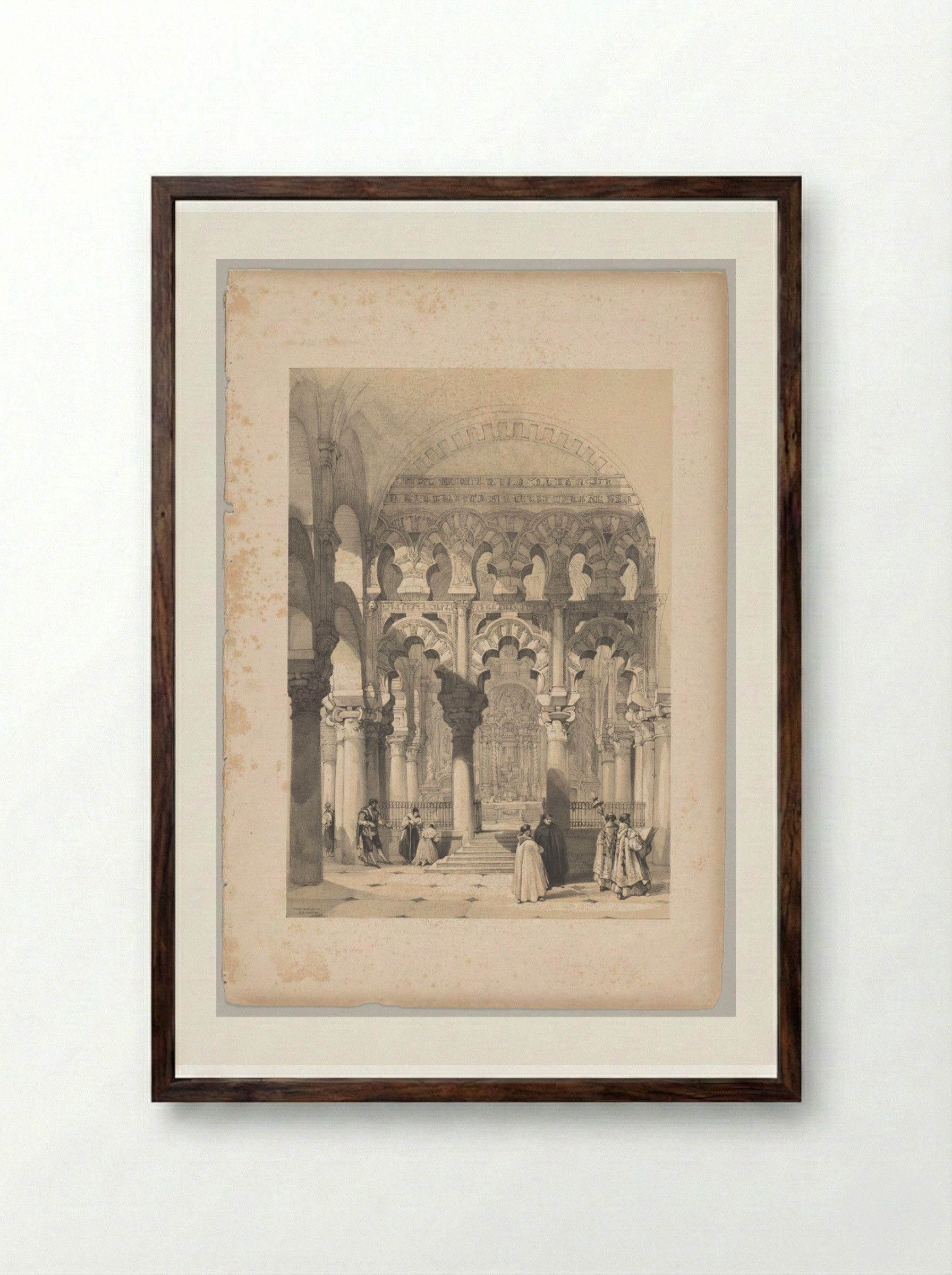 Picturesque Sketches in Spain: The Mosque, Cordova - Thomas Shotter Boys - Framed Print Dark Wood