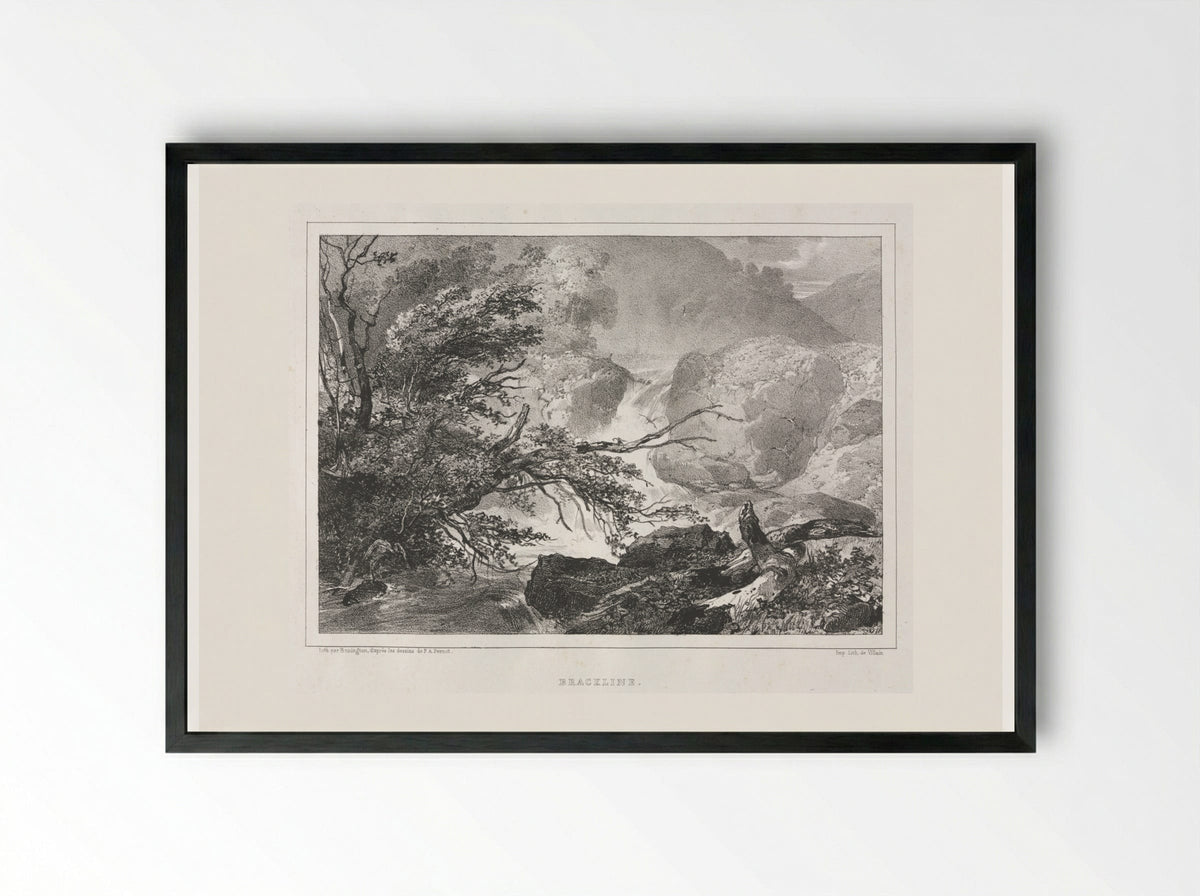Picturesque Views of Scotland: Brackline - Richard Parkes Bonington - Framed Print Black