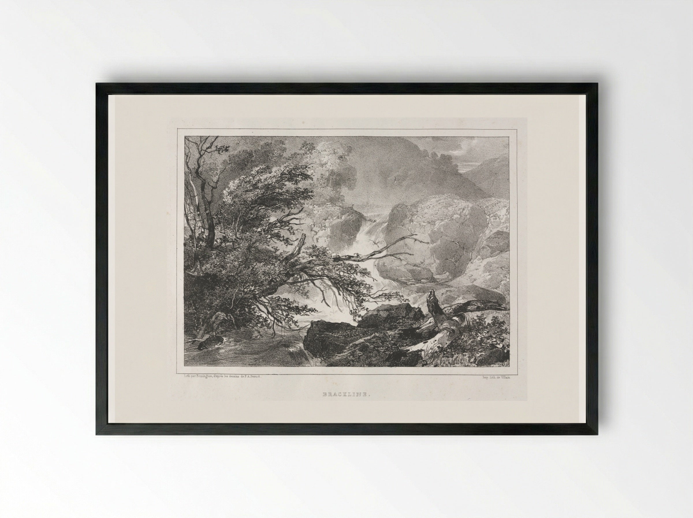 Picturesque Views of Scotland: Brackline - Richard Parkes Bonington - Framed Print Black