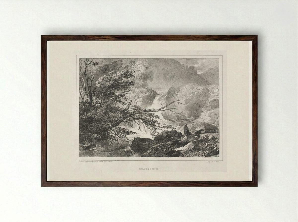 Picturesque Views of Scotland: Brackline - Richard Parkes Bonington - Framed Print Dark Wood