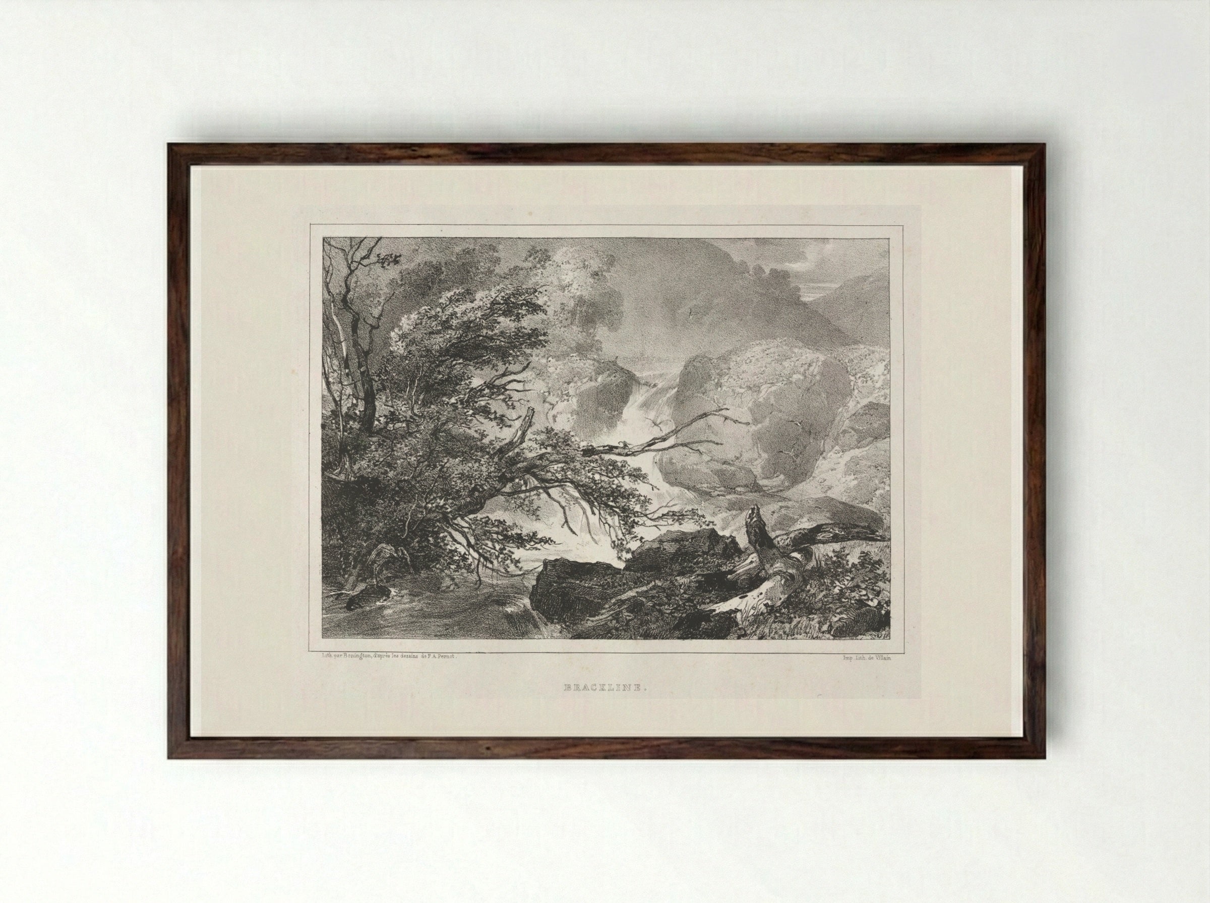 Picturesque Views of Scotland: Brackline - Richard Parkes Bonington - Framed Print Dark Wood