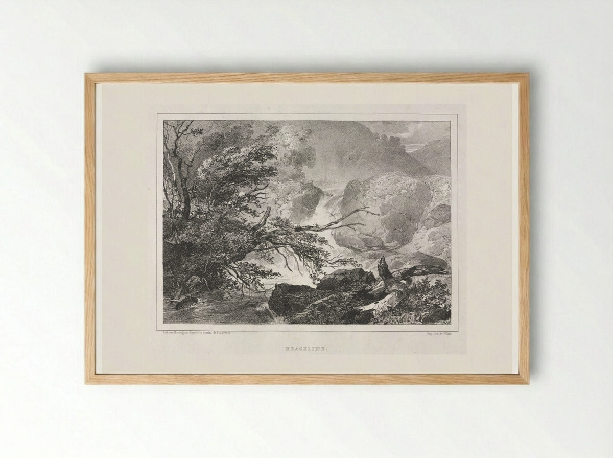 Picturesque Views of Scotland: Brackline - Richard Parkes Bonington - Framed Print Wood
