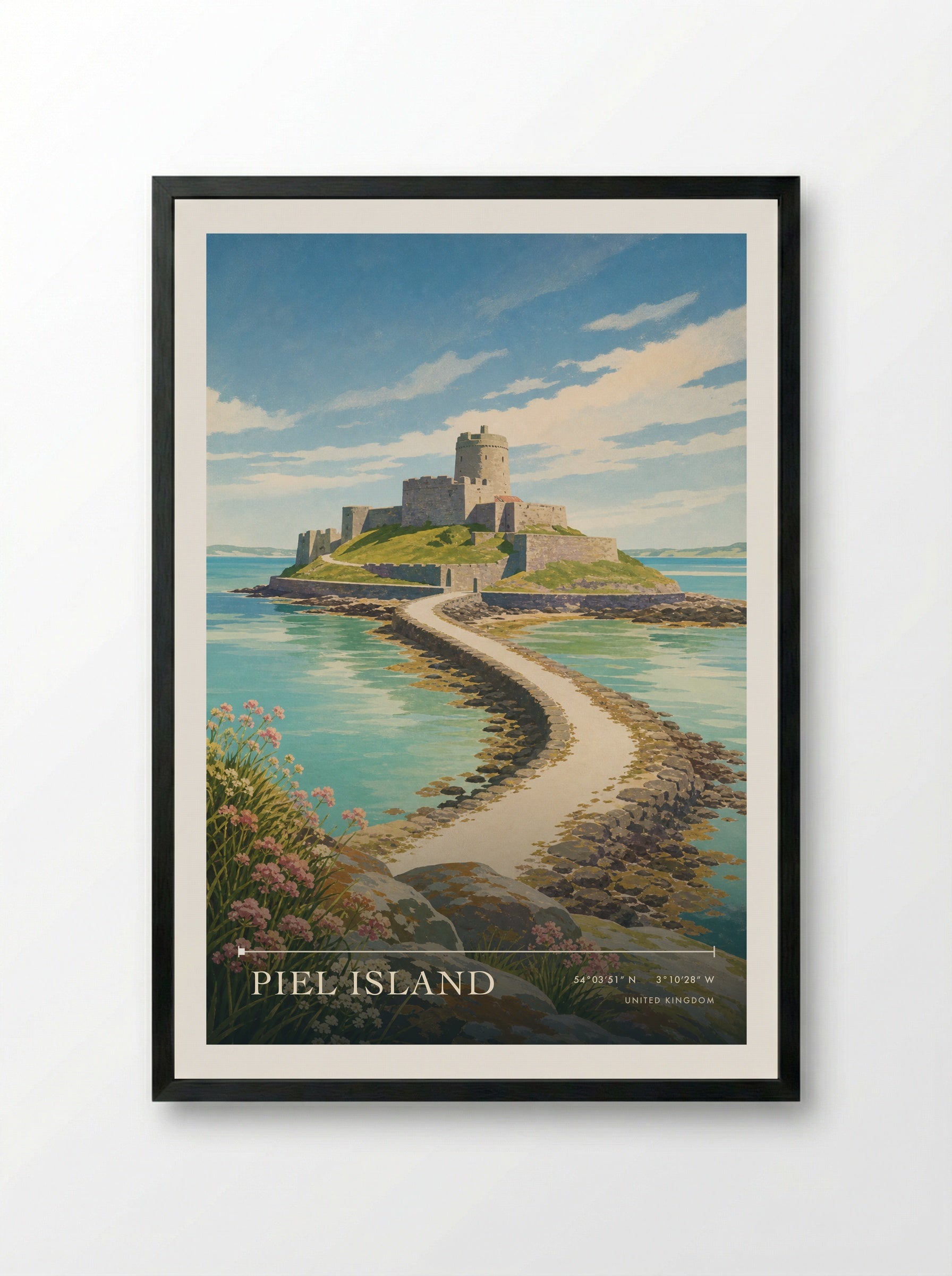 Piel Island United Kingdom Travel Poster - Framed Print Black
