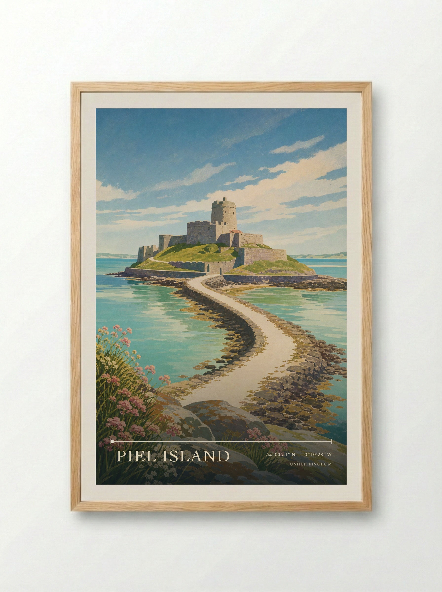 Piel Island United Kingdom Travel Poster - Framed Print Wood