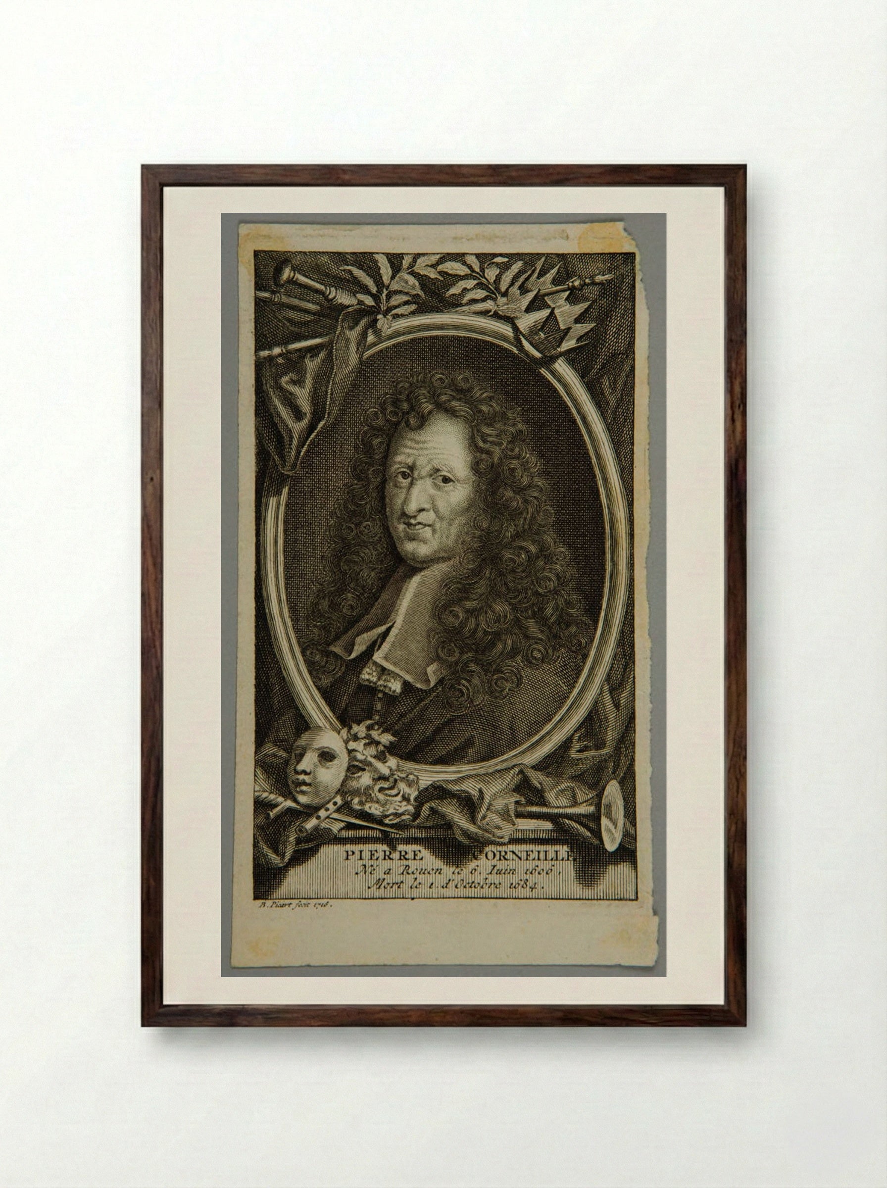 Pierre Corneille - Bernard Picart - Framed Print Dark Wood