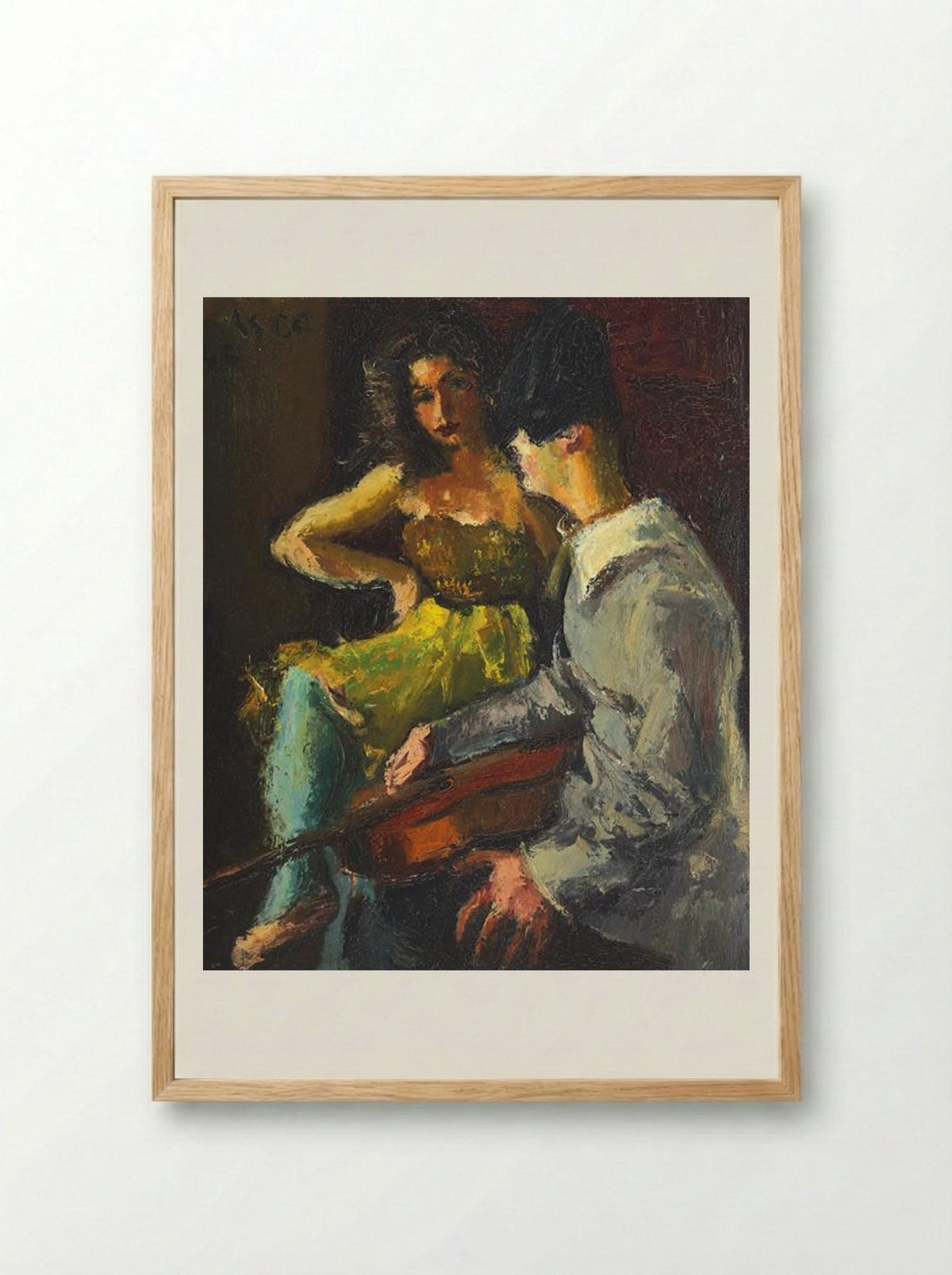 Pierrot and Columbine - Iosif Iser - Framed Print Wood