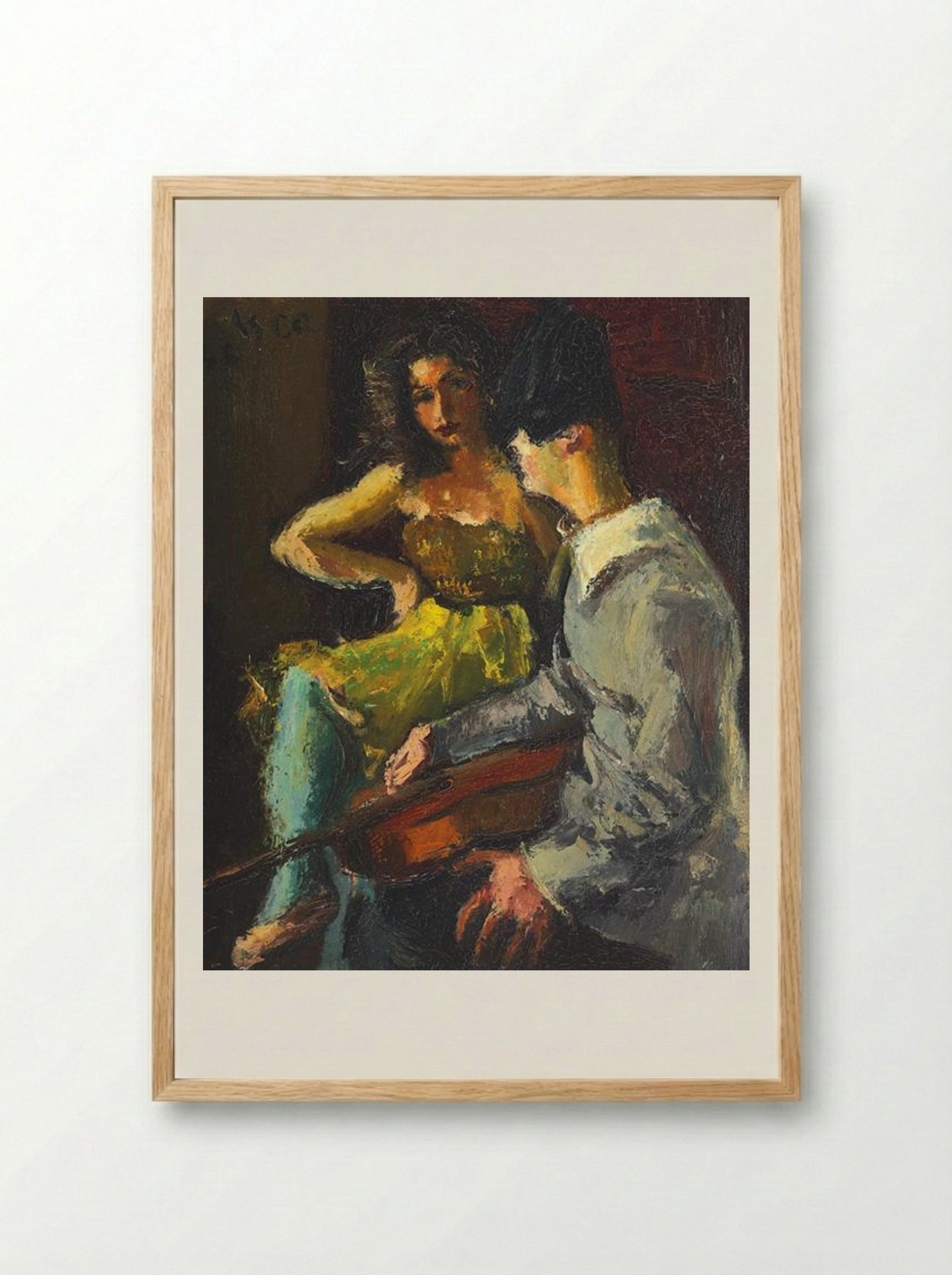 Pierrot and Columbine - Iosif Iser - Framed Print Wood